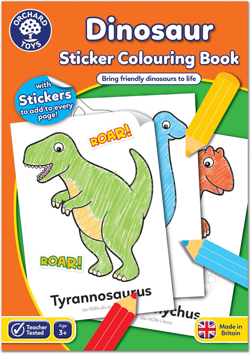 Orchard Toys Dinosaur Sticker Colouring Book - Educational Colouring Book with 34 Stickers 1