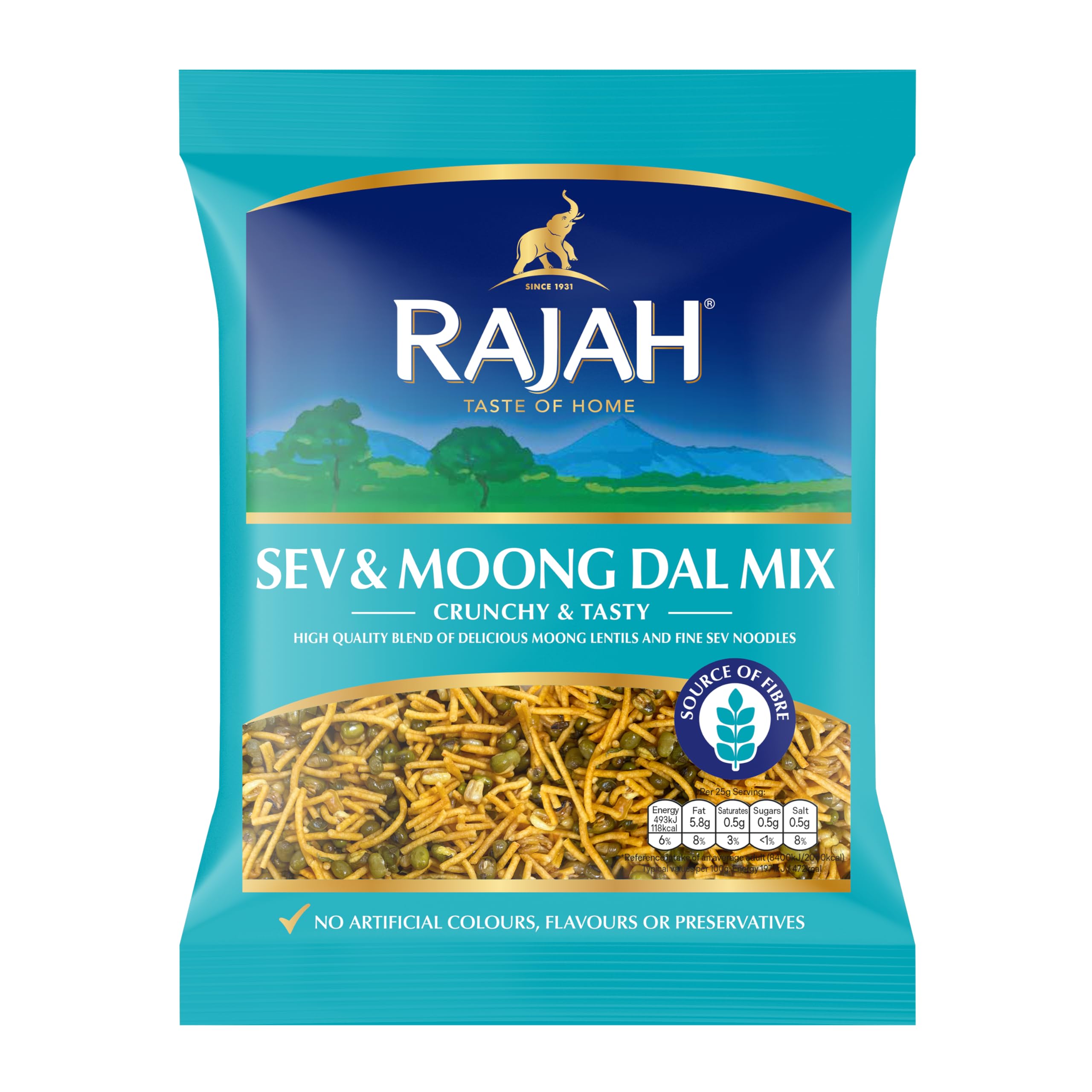 Rajah Sev and Moong Dal Mix 200g – Crunchy Indian Snack Blend with Peanuts, Lentils & Spices