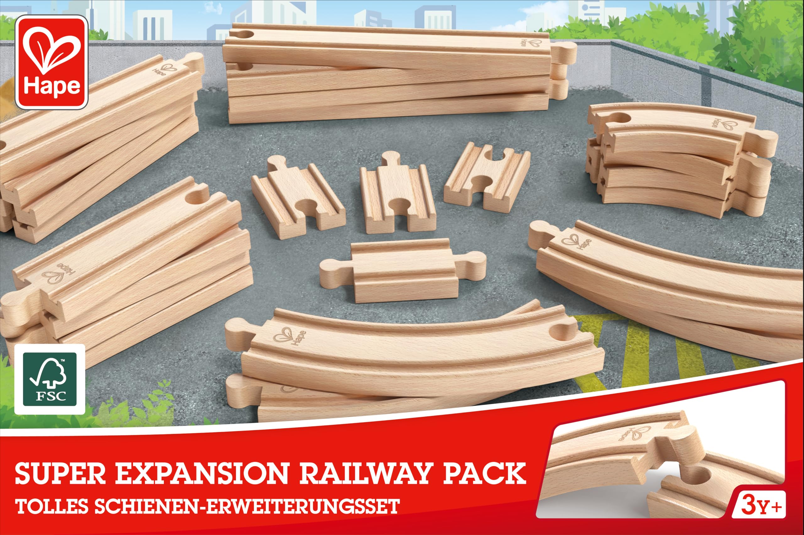 Hape E3707 Super Expansion Rail Pack - Wooden Train Track Accessory for Building Sets 10