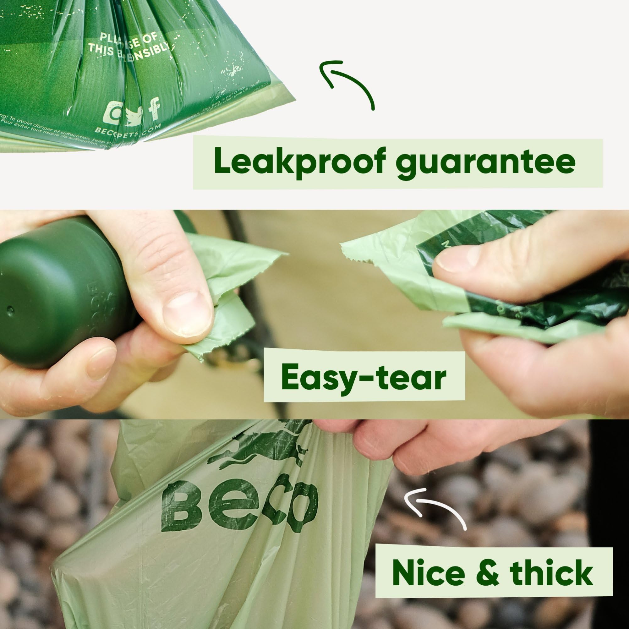 Beco Strong & Large Poop Bags - 270 Bags (18 Rolls of 15) - Mint Scented | Leakproof | Recycled Plastic 4