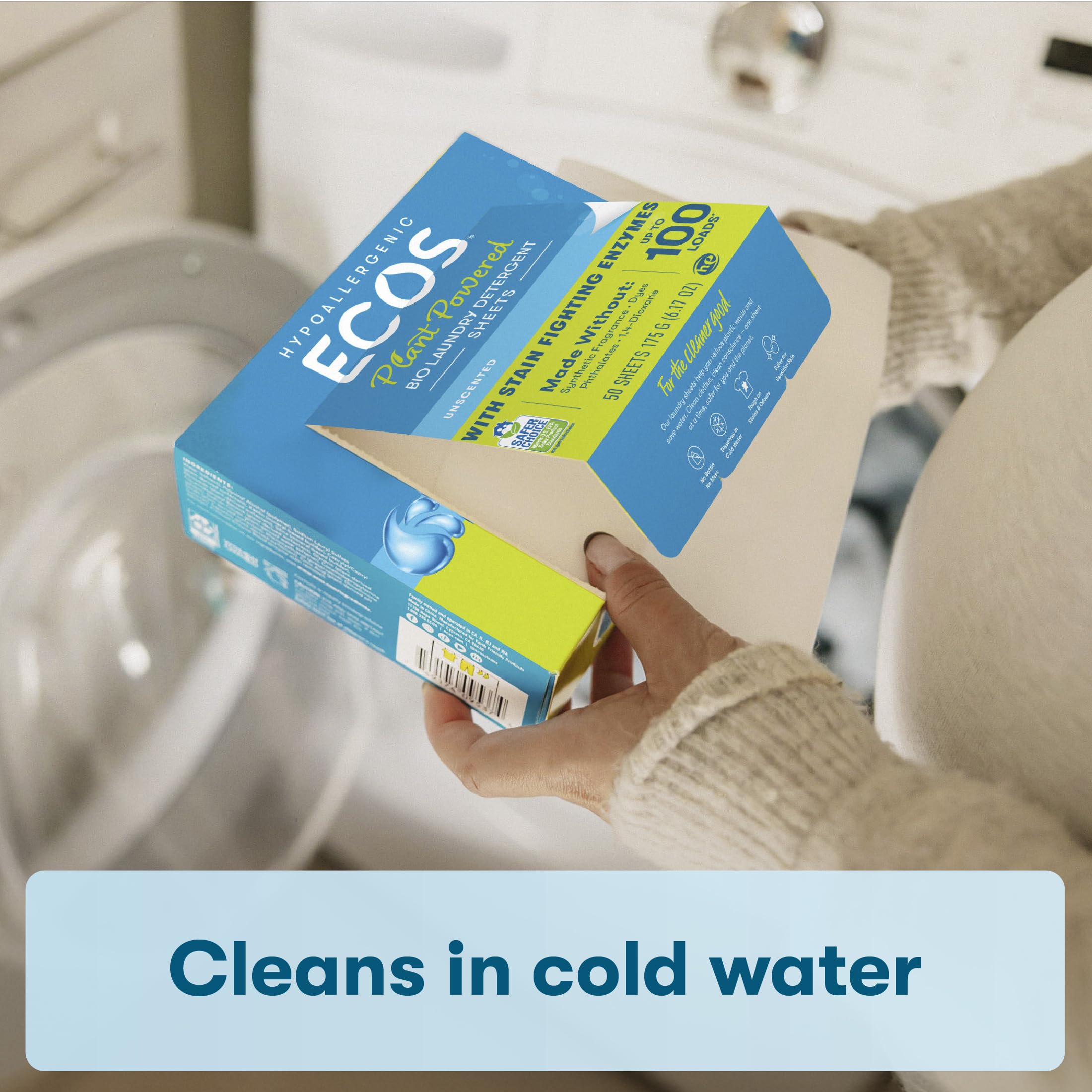 ECOS Hypoallergenic Laundry Detergent Sheets, Fragrance-Free, 50 Count 3