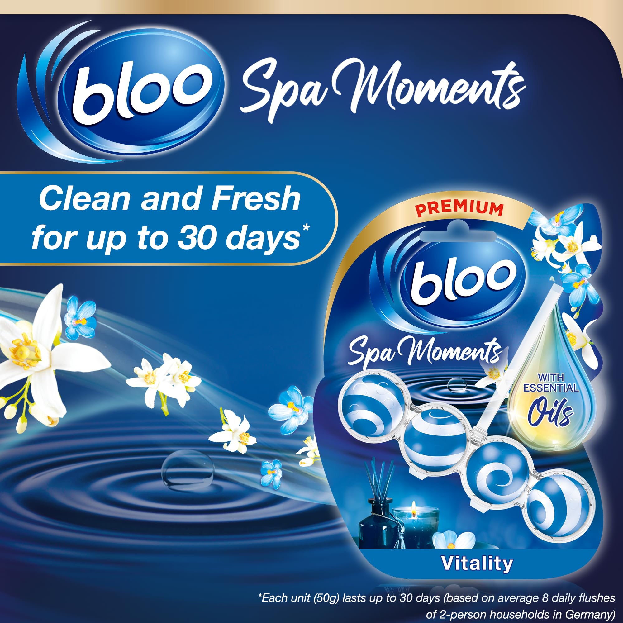 Bloo Spa Moments Vitality Toilet Rim Block - 4 Function Formula with Essential Oils | Prevents Limescale 7
