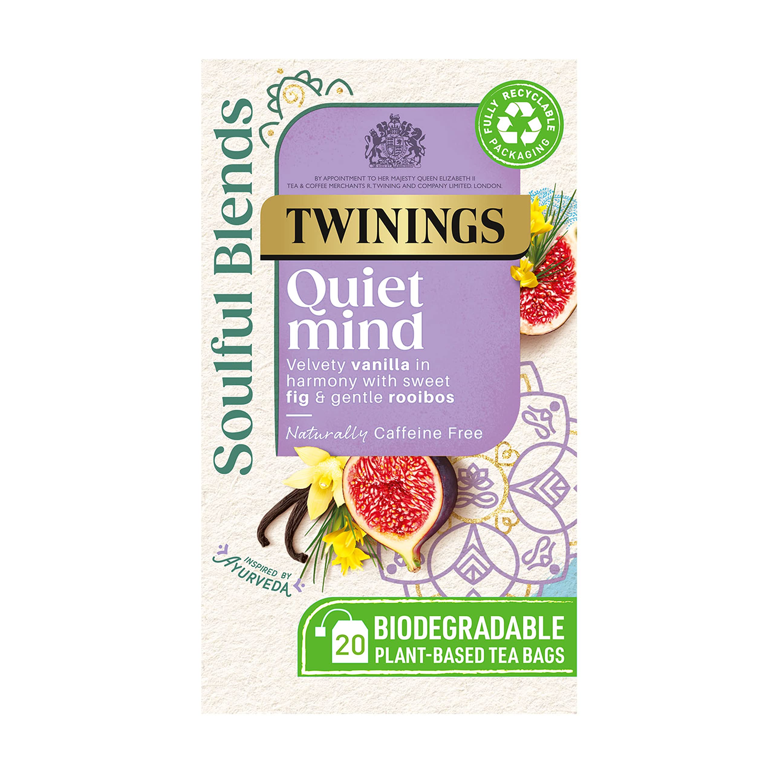 Twinings Soulful Blends Quiet Mind Herbal Tea with Vanilla, Fig, and Ashwagandha Root - 20 Teabags (40g) 1
