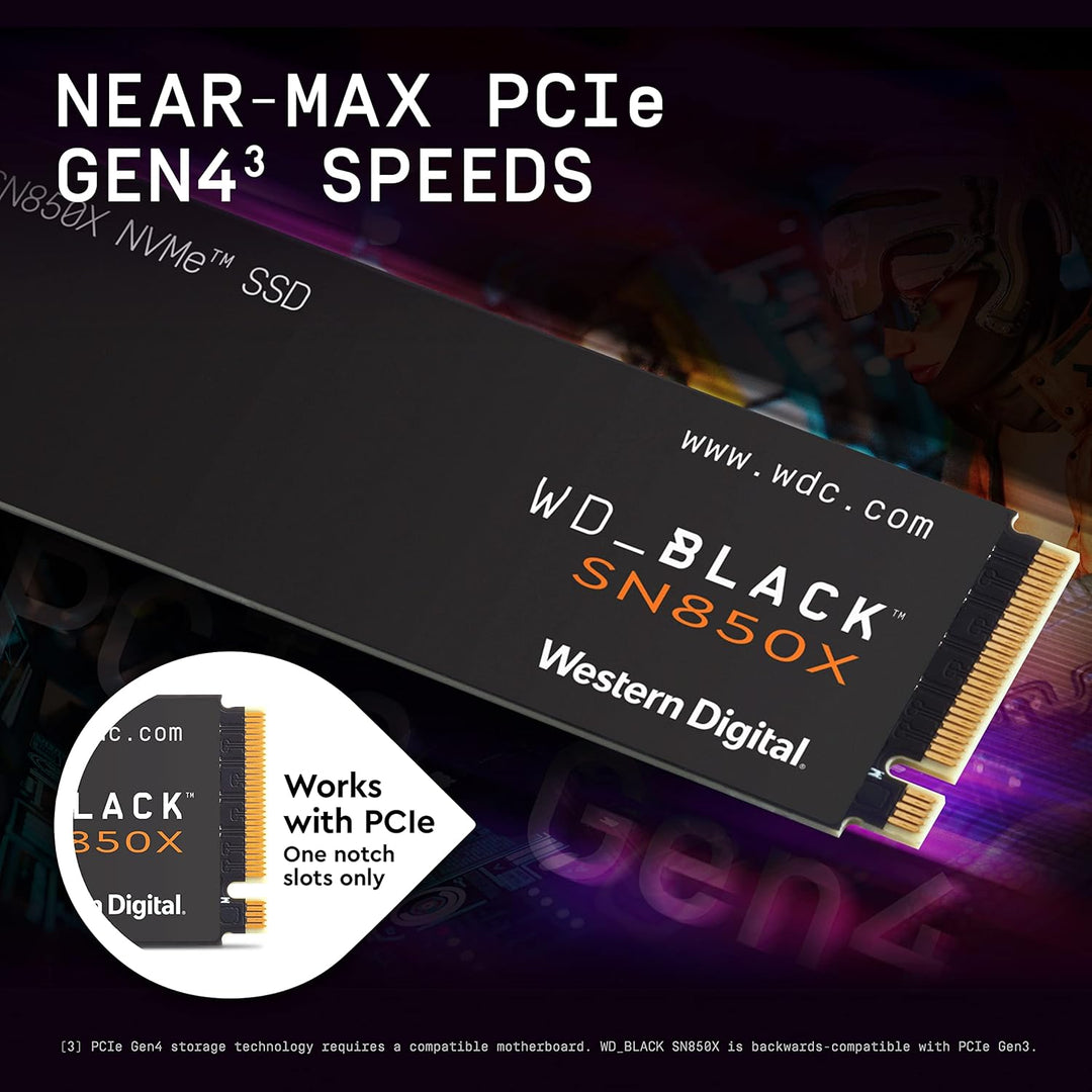 WD_BLACK SN850X 4TB M.2 2280 PCIe Gen4 NVMe Gaming SSD - Up to 7300 MB/s Read Speed, High-Performance Internal SSD for Gaming and Content Creation