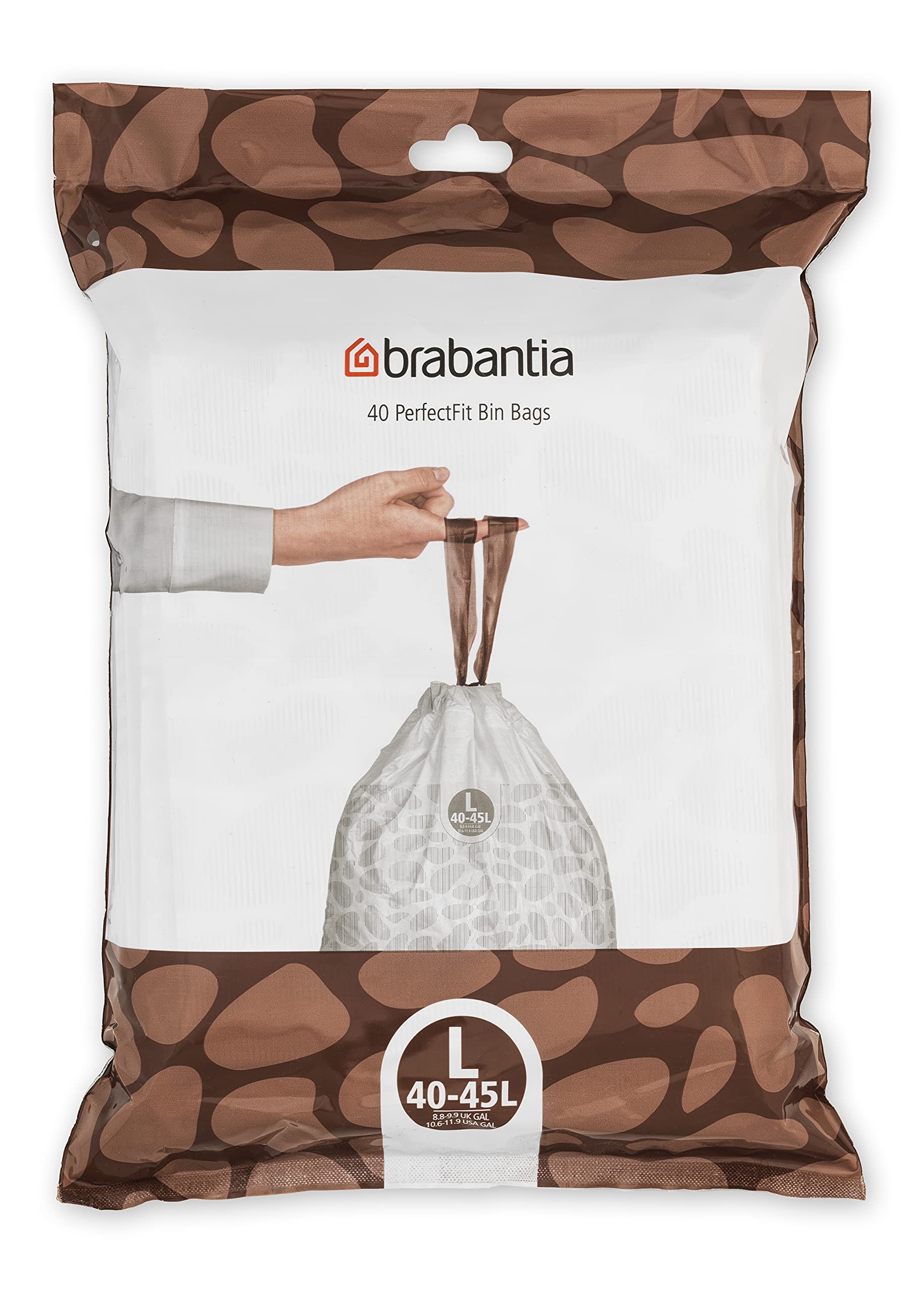 Brabantia PerfectFit Bin Liners - Tear-Resistant Plastic | 40 Count | 40-45 Litre Capacity | White