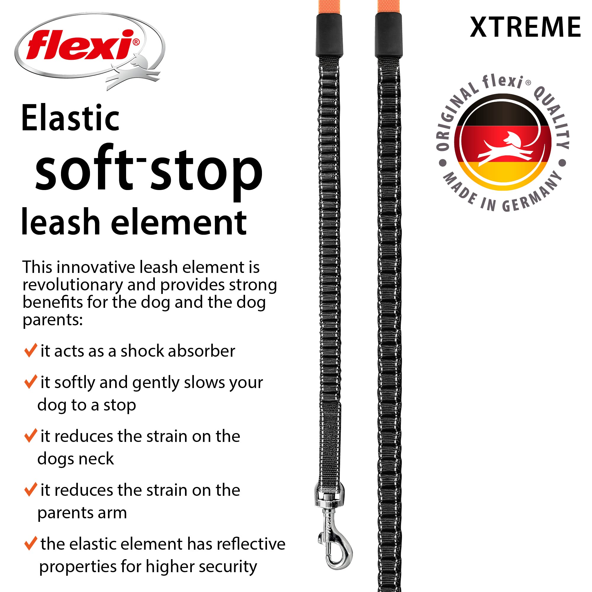 flexi Xtreme S Retractable Dog Lead Tape Orange/Black | 5m Length | Up to 20kg/44lb 5