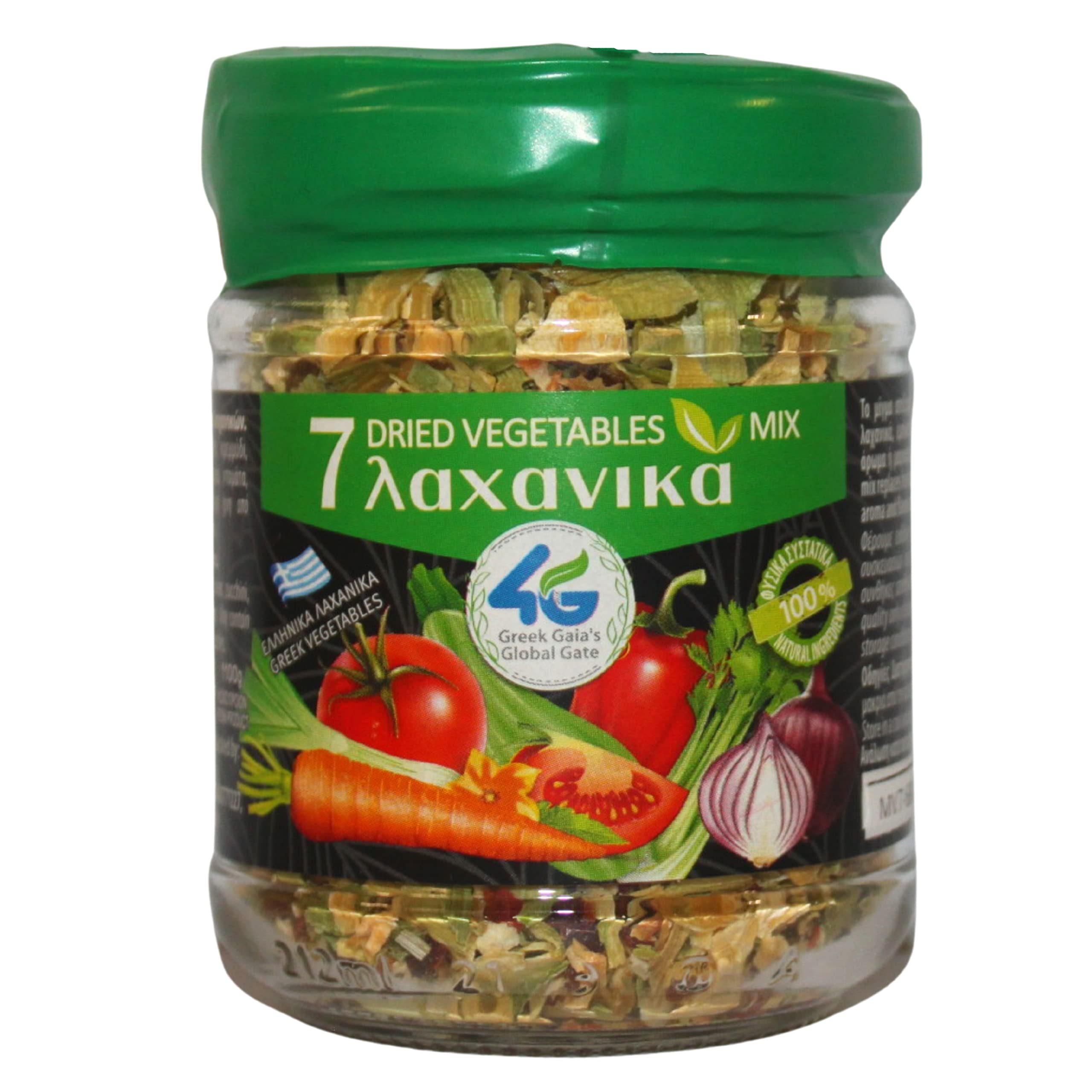 4G Greek Gaia's Global Gate 7 Trockengemüse-Mix – Packung mit 2 x 70 g (insgesamt 140 g) – ganz natürlich, ohne Konservierungsstoffe