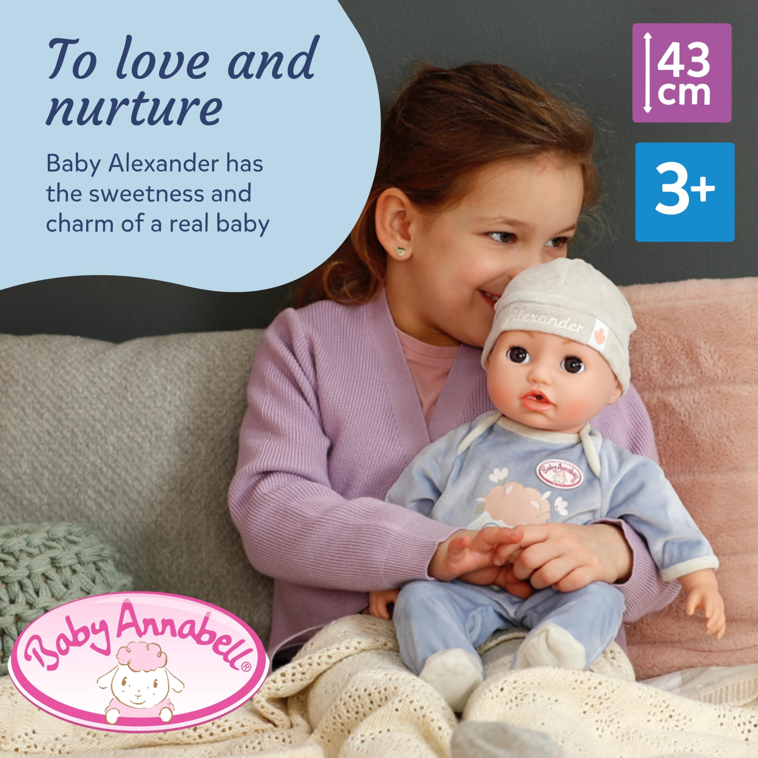 Baby Annabell Interactive Alexander 43cm Soft Bodied Doll | Unisex Children | Ages 3+