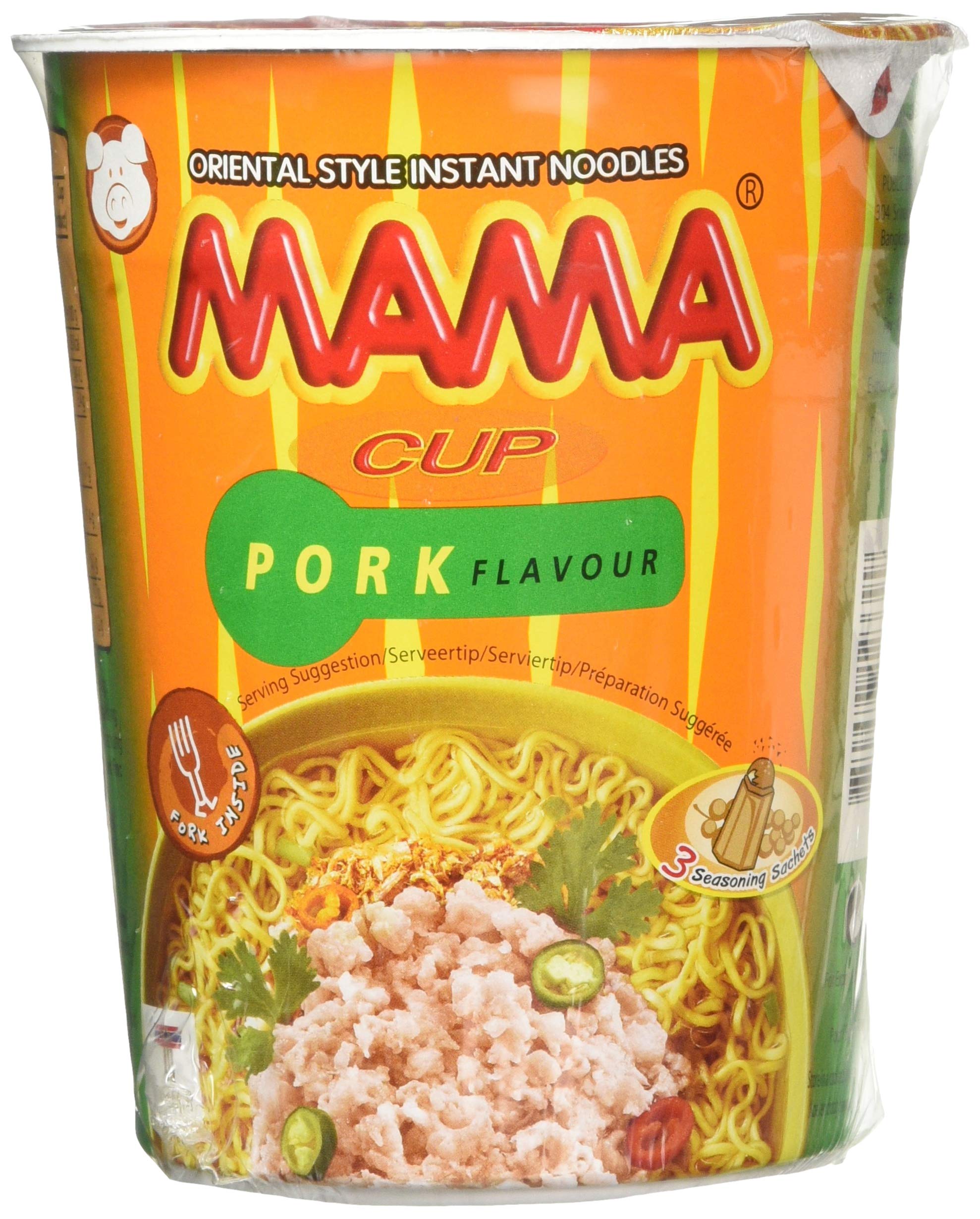 MAMA Instant Cup Noodle with Pork Flavor 70 g - Pack of 12 1
