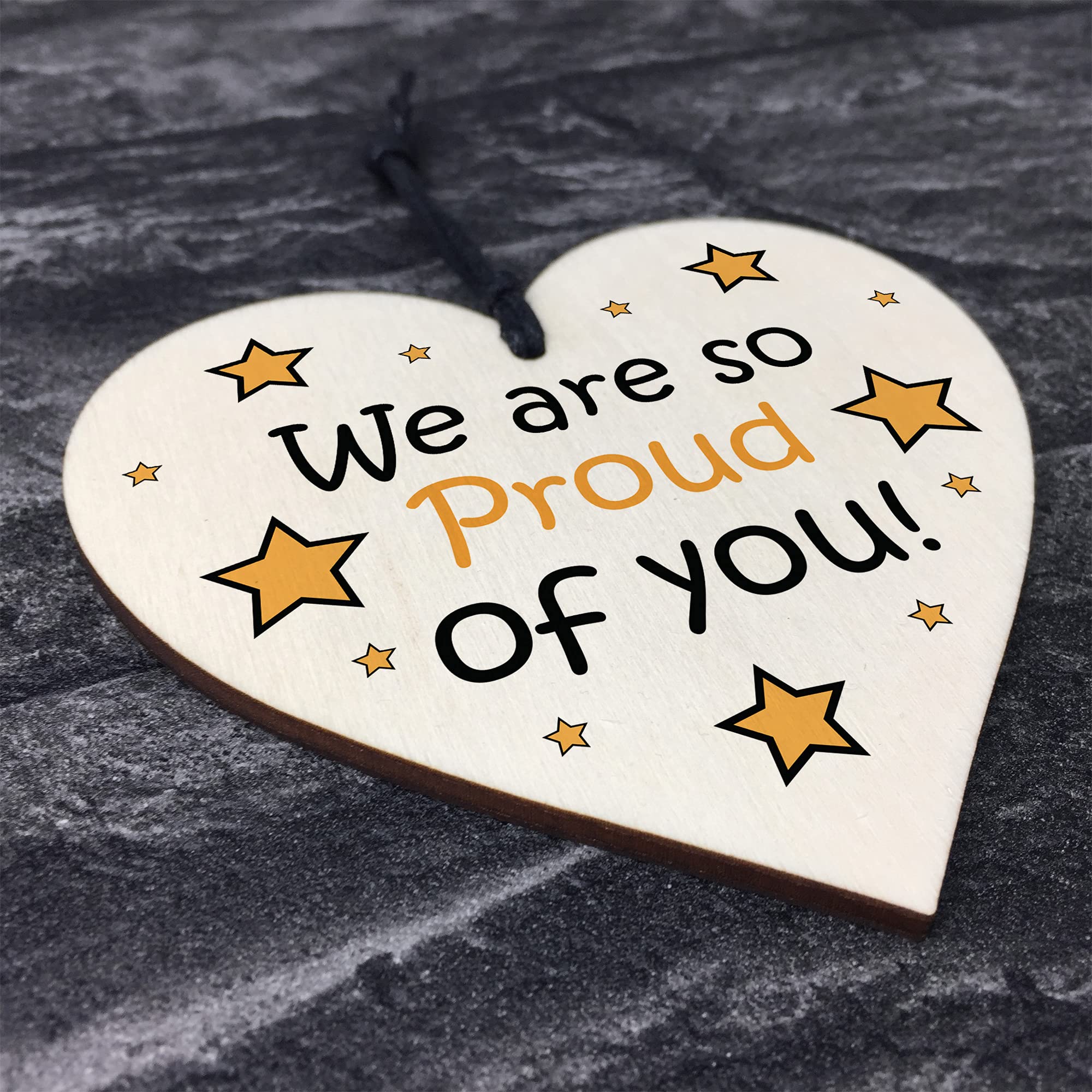 RED OCEAN Proud Of You Wooden Plaque Gift for Son or Daughter | Rustic Style | 10x10cm Black 4