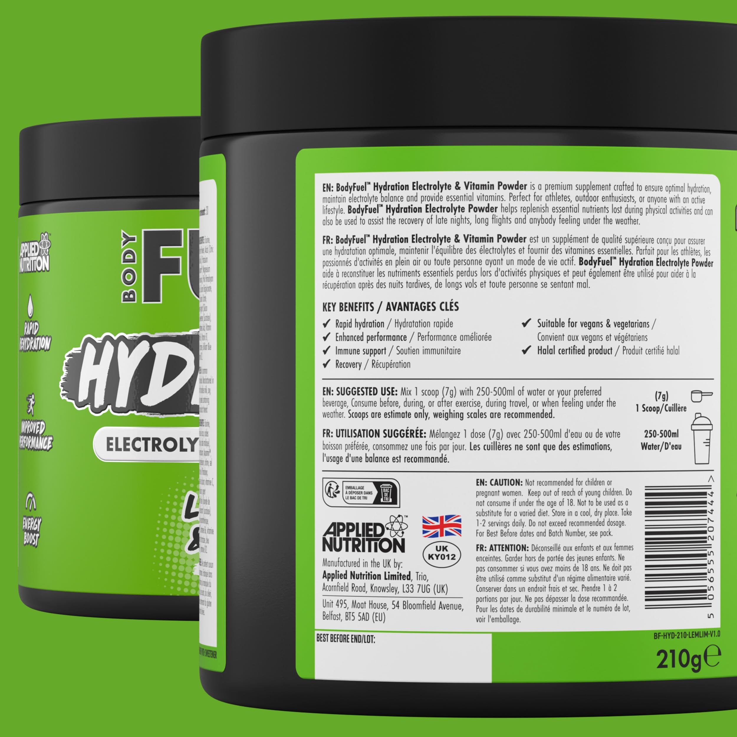 Applied Nutrition BodyFuel Hydration Electrolyte & Vitamin Powder - 30 Servings | Vegan & Halal 6