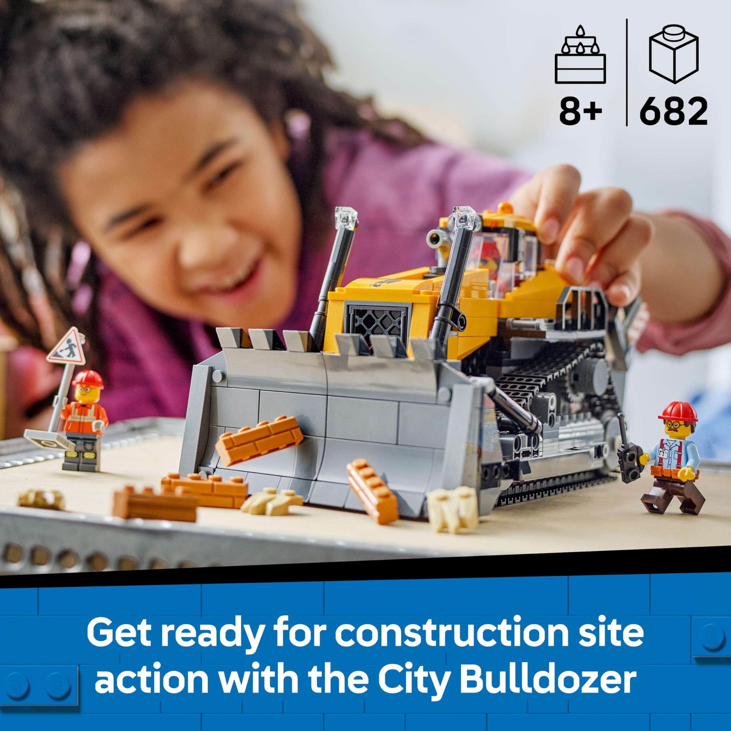 LEGO City Gelber Bulldozer – 682-teiliges Bauset für Kinder ab 8 Jahren 6