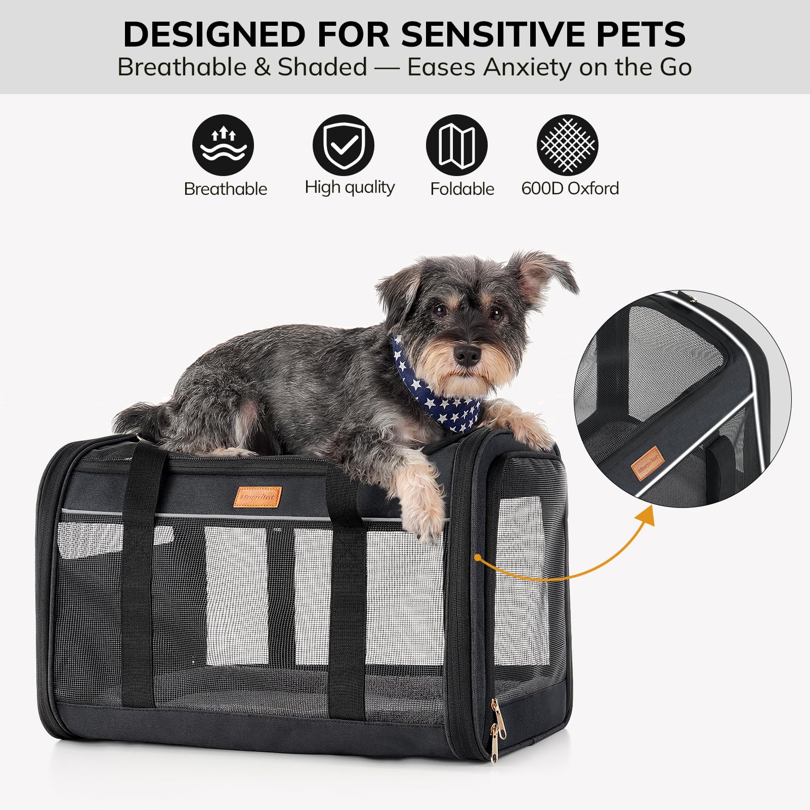 Morpilot Large Pet Carrier Bag - Breathable, Sturdy, Easy to Clean | 51x33x33cm 3