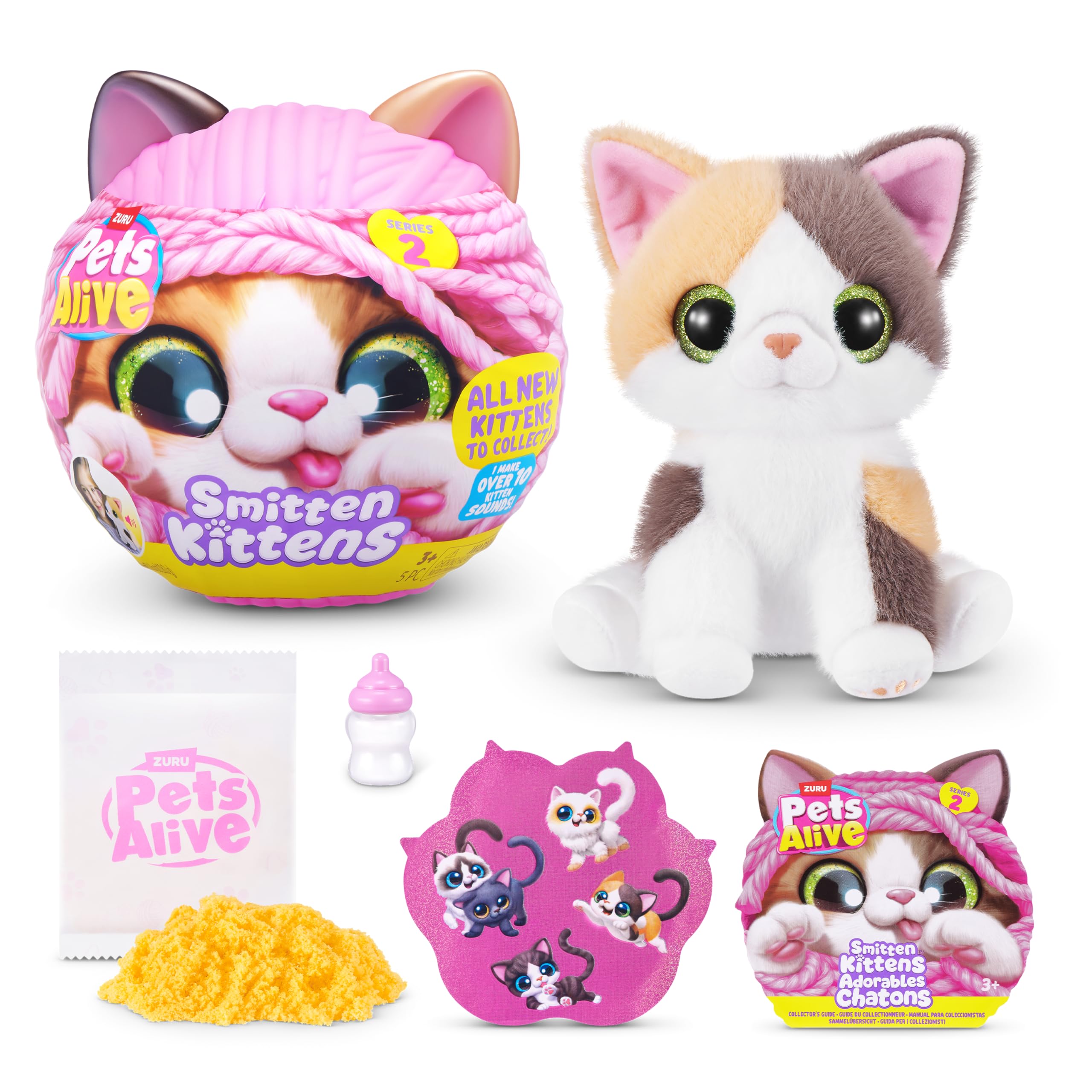 Pets Alive Smitten Kittens Series 2 Interactive Plush Toy - Calico Cat | 10+ Sounds | Unisex Children 1