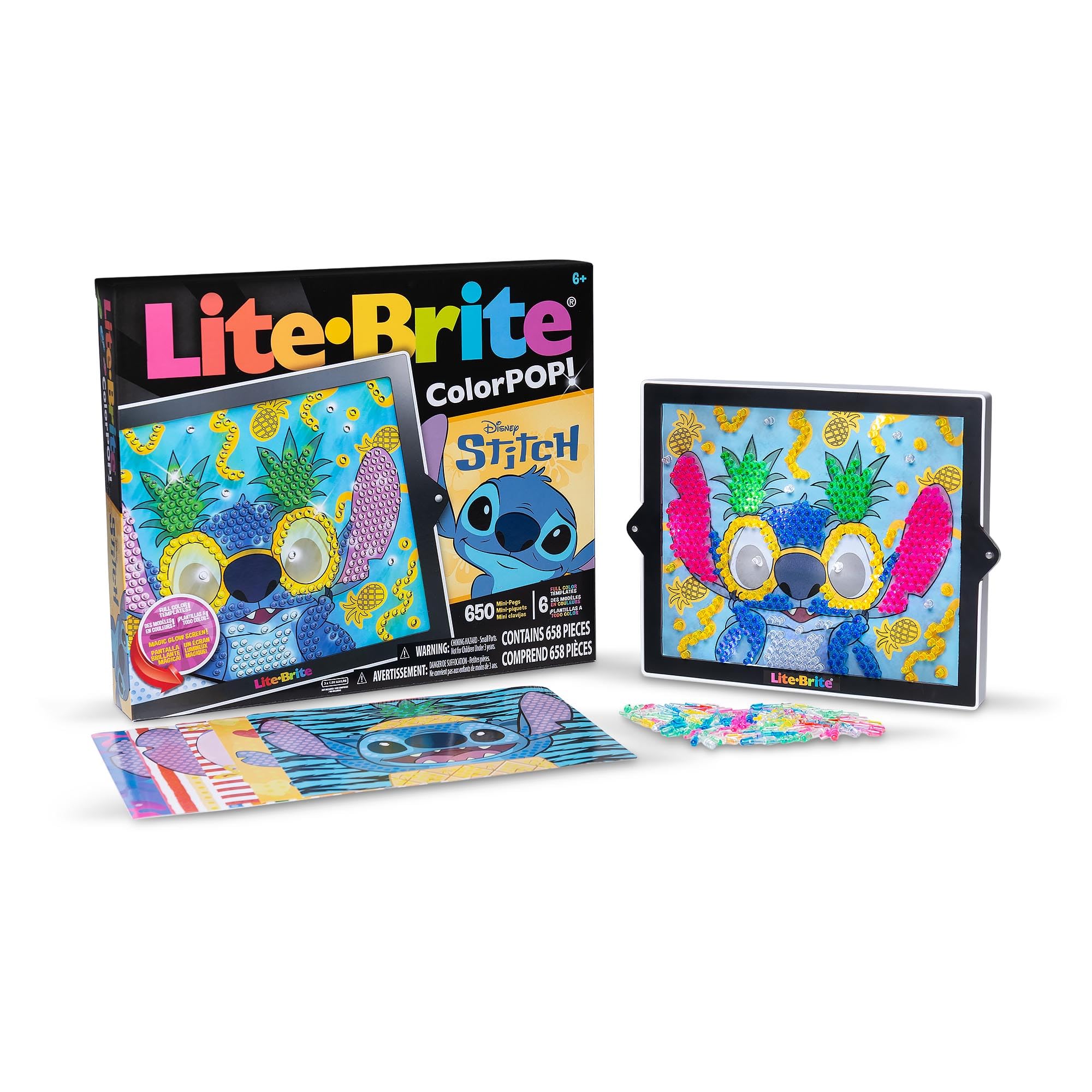 Lite Brite Colour Pop Disney Stitch Light-Up Creative Toy with 650 Pegs | Kid Age Range