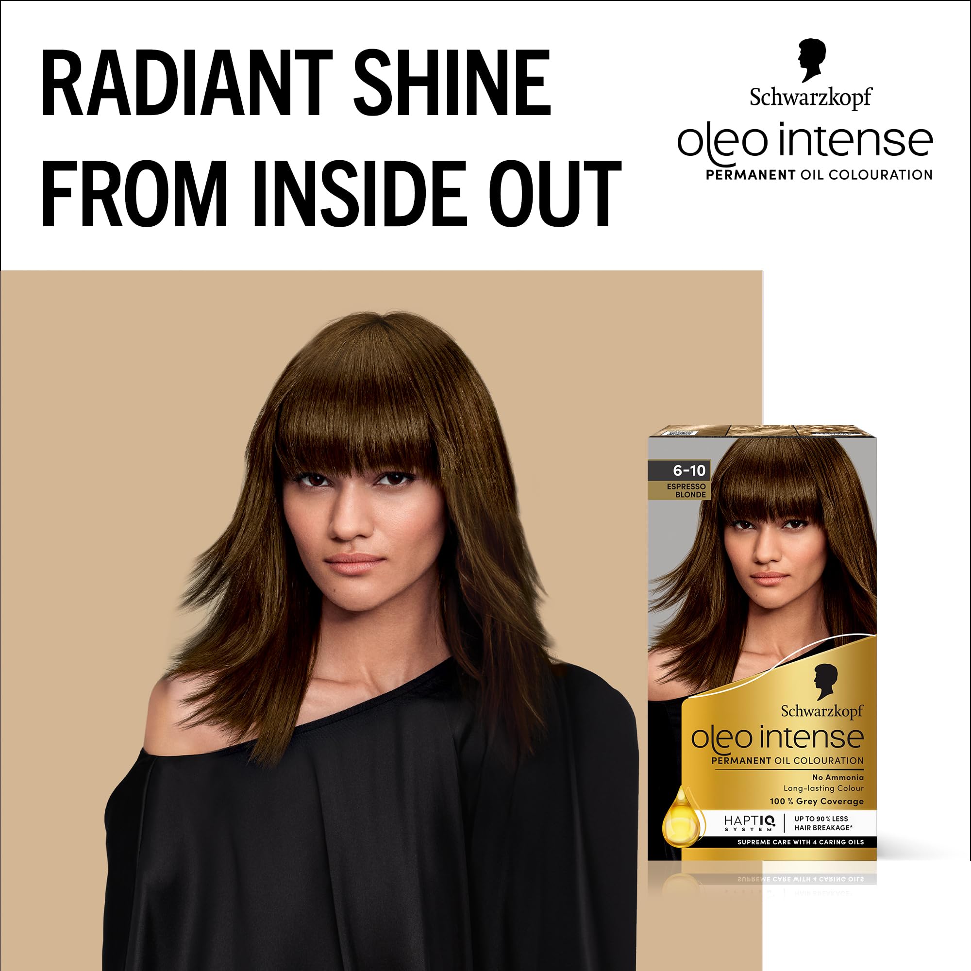 Schwarzkopf Oleo Intense Permanent Oil Colour Hair Dye - Espresso Blonde (100% Grey Coverage) 6