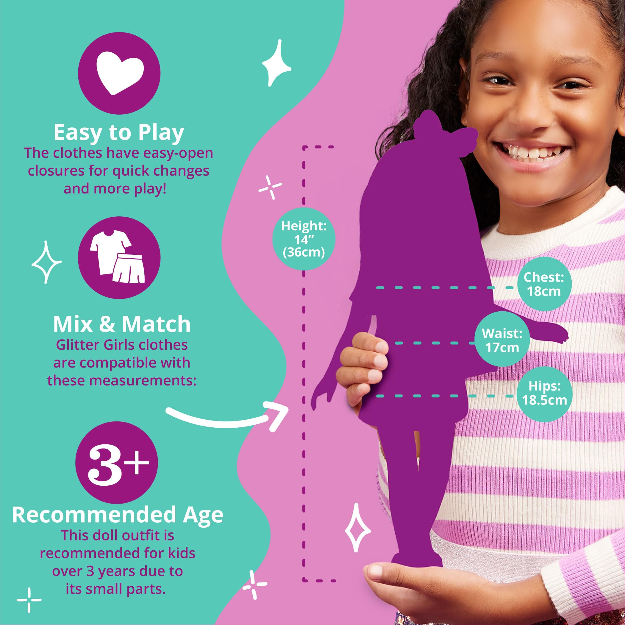 Glitter Girls 14-Inch Doll Gallop & Glow Riding Outfit - Deluxe Equestrian Clothes Set for 3+ 5