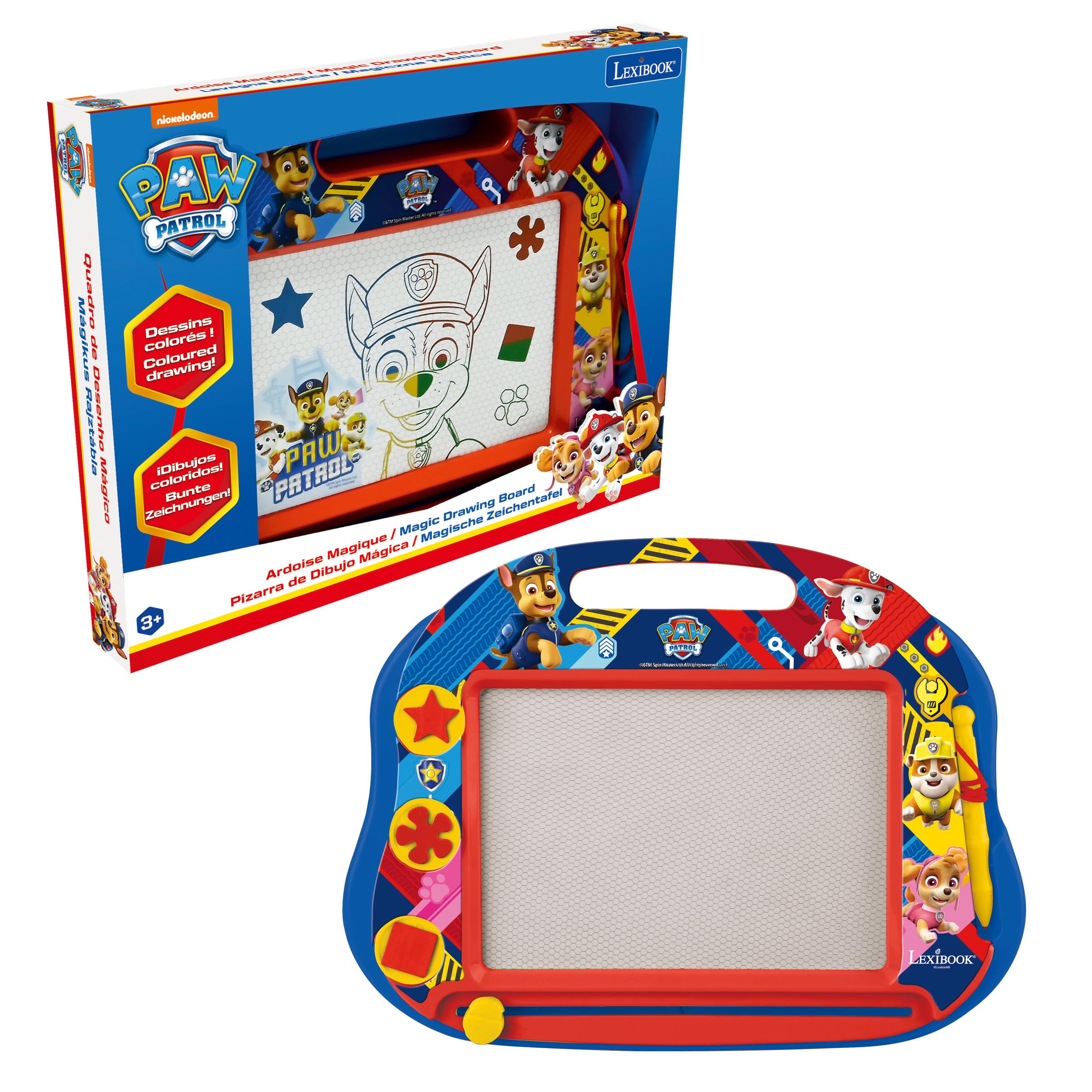 LEXIBOOK Paw Patrol Magic Magnetic Drawing Board - Multicolour Drawing, Stylus & 3 Stamps | Ages 3+