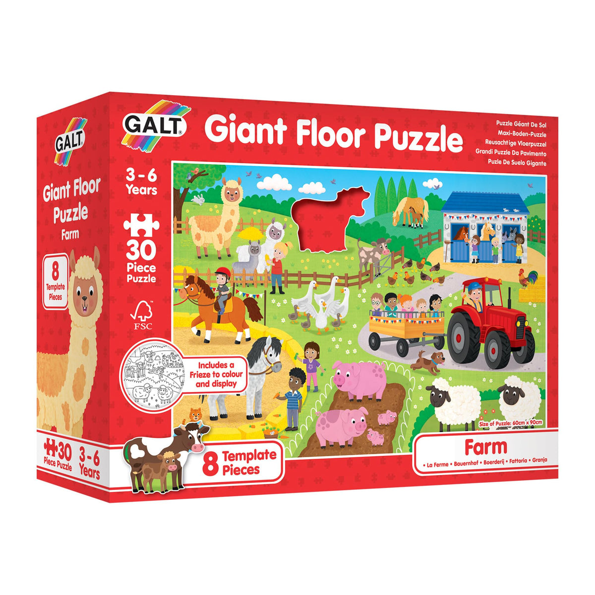 Galt Giant Farm Floor Puzzle - 30 Pieces, 60 x 90 cm, Ages 3–6
