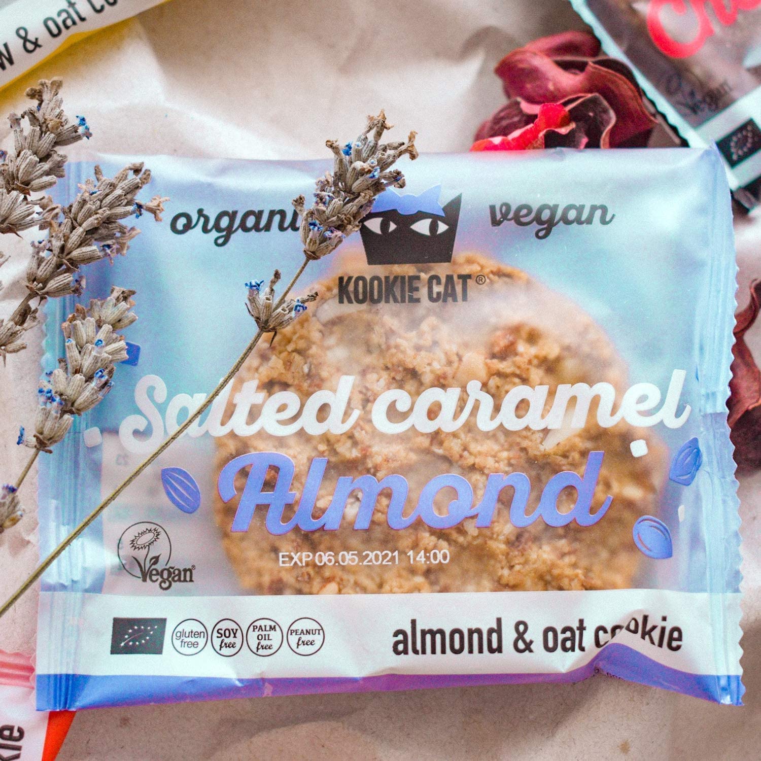 Kookie Cat - Salted Caramel Almond Individually Wrapped Vegan Cookies, Gluten Free 10