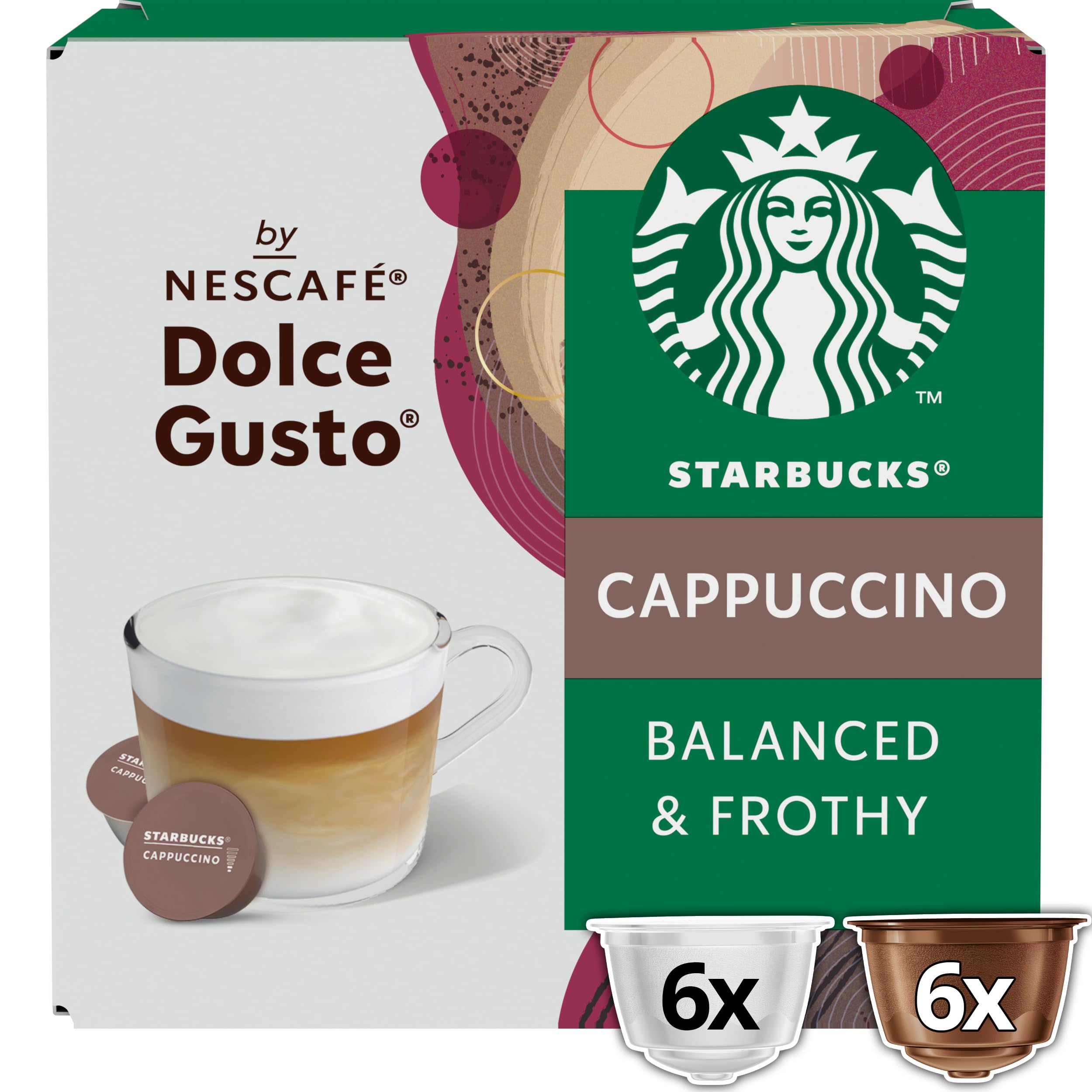 STARBUCKS Cappuccino by NESCAFÉ Dolce Gusto Coffee Pods | 72 Count (6 Boxes of 12)