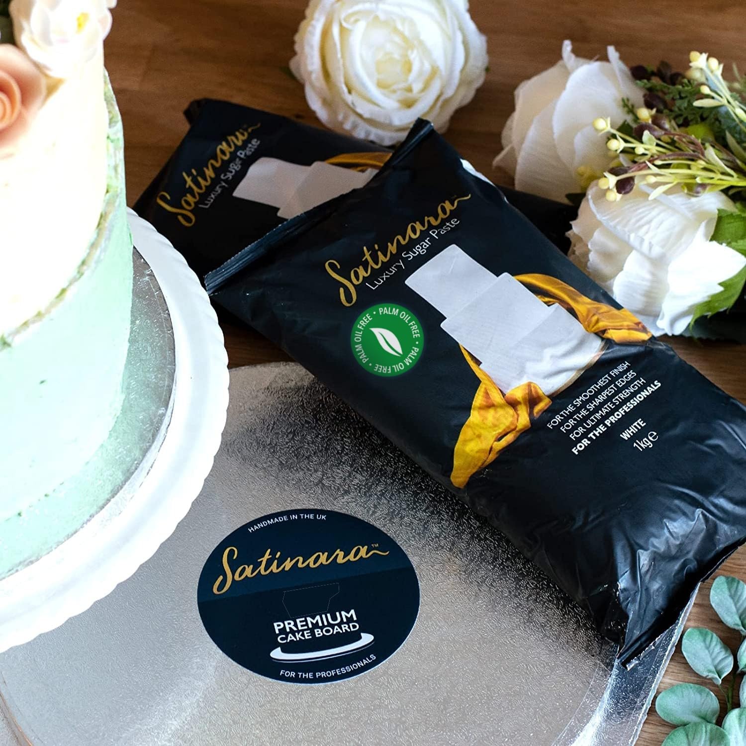 Satinara Luxury White Sugar Paste for Cakes - Palm Oil Free, Smooth Finish | 1kg 8
