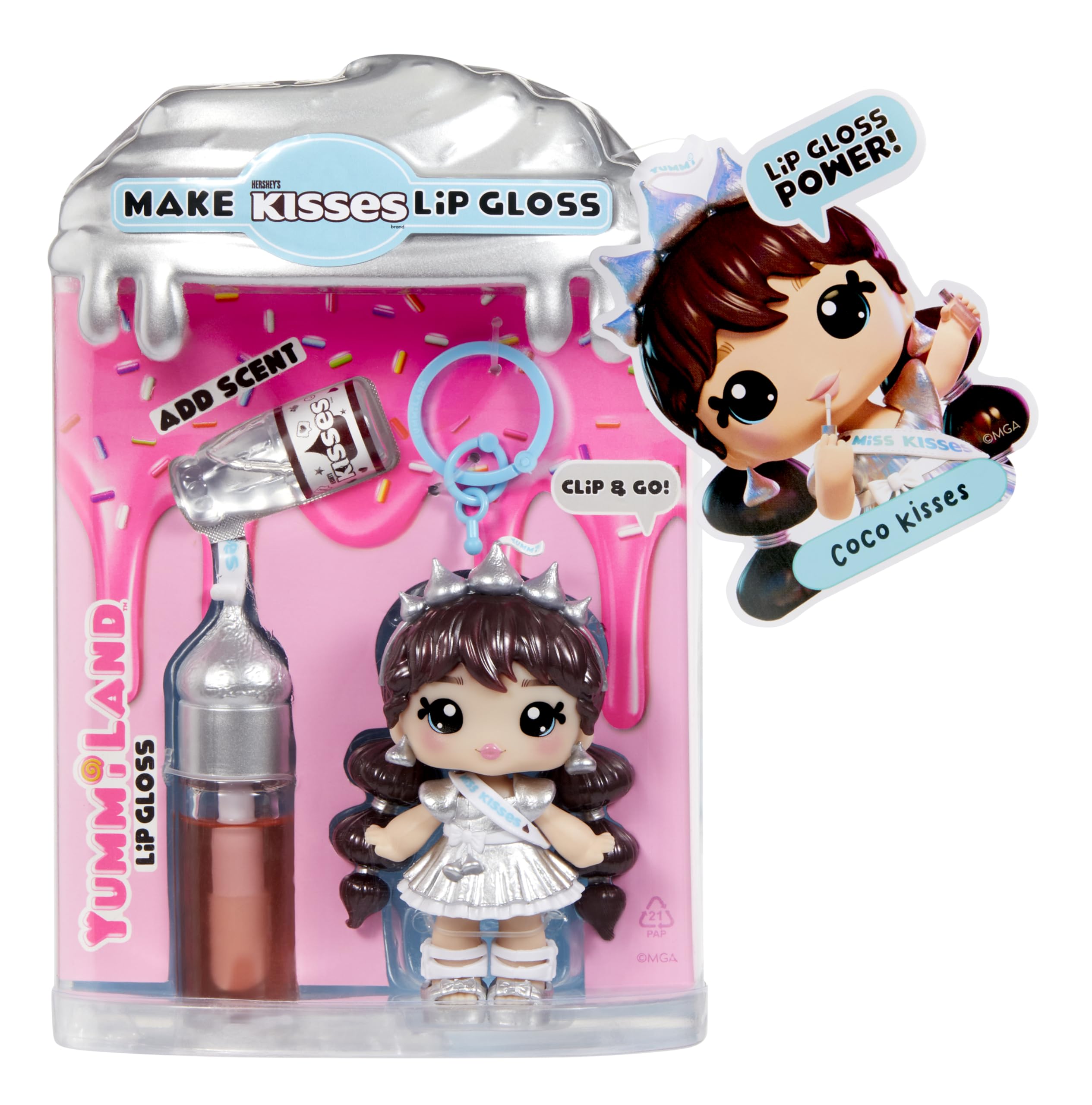 Yummiland x Hershey’s Kisses Coco Kisses Doll - DIY Lip Gloss Kit with Keychain, Articulated Fashion Doll for Ages 4+ 15