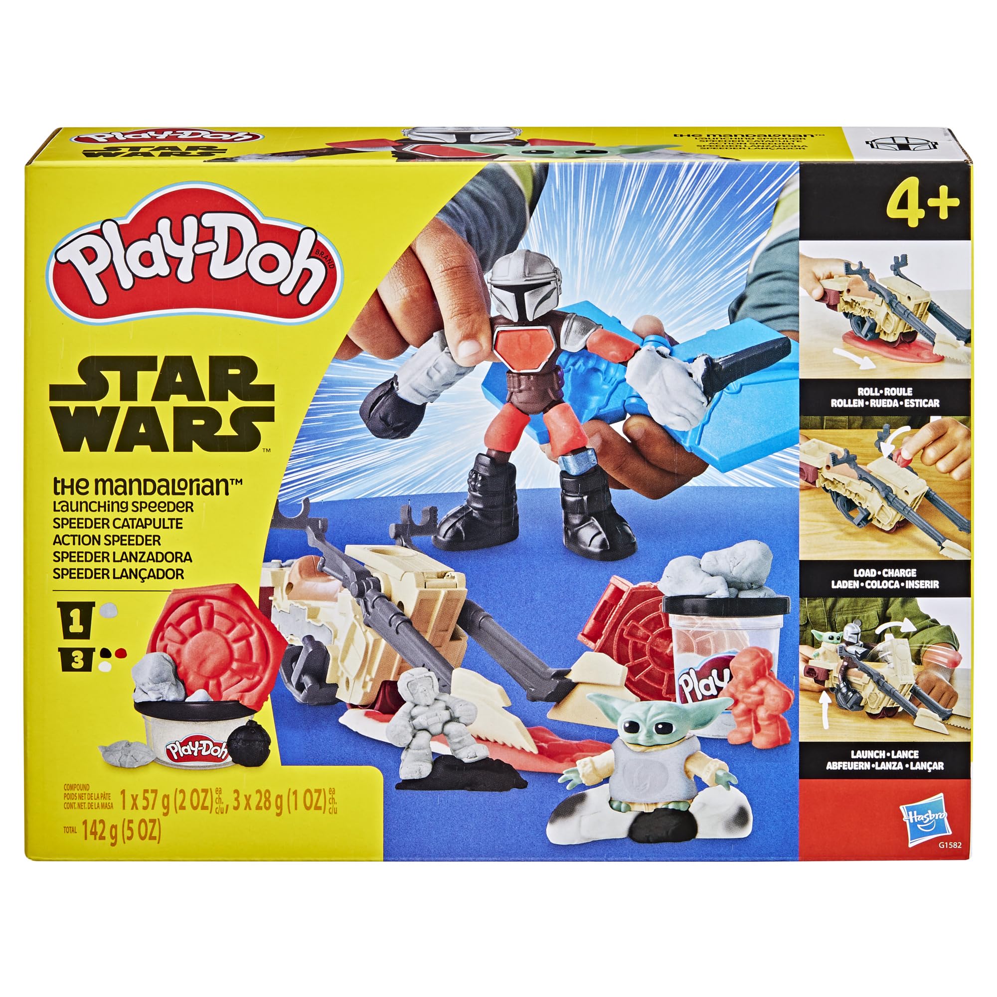 Play-Doh Star Wars: The Mandalorian Launching Speeder Playset | Ages 4+ | Includes 4 Cans 2