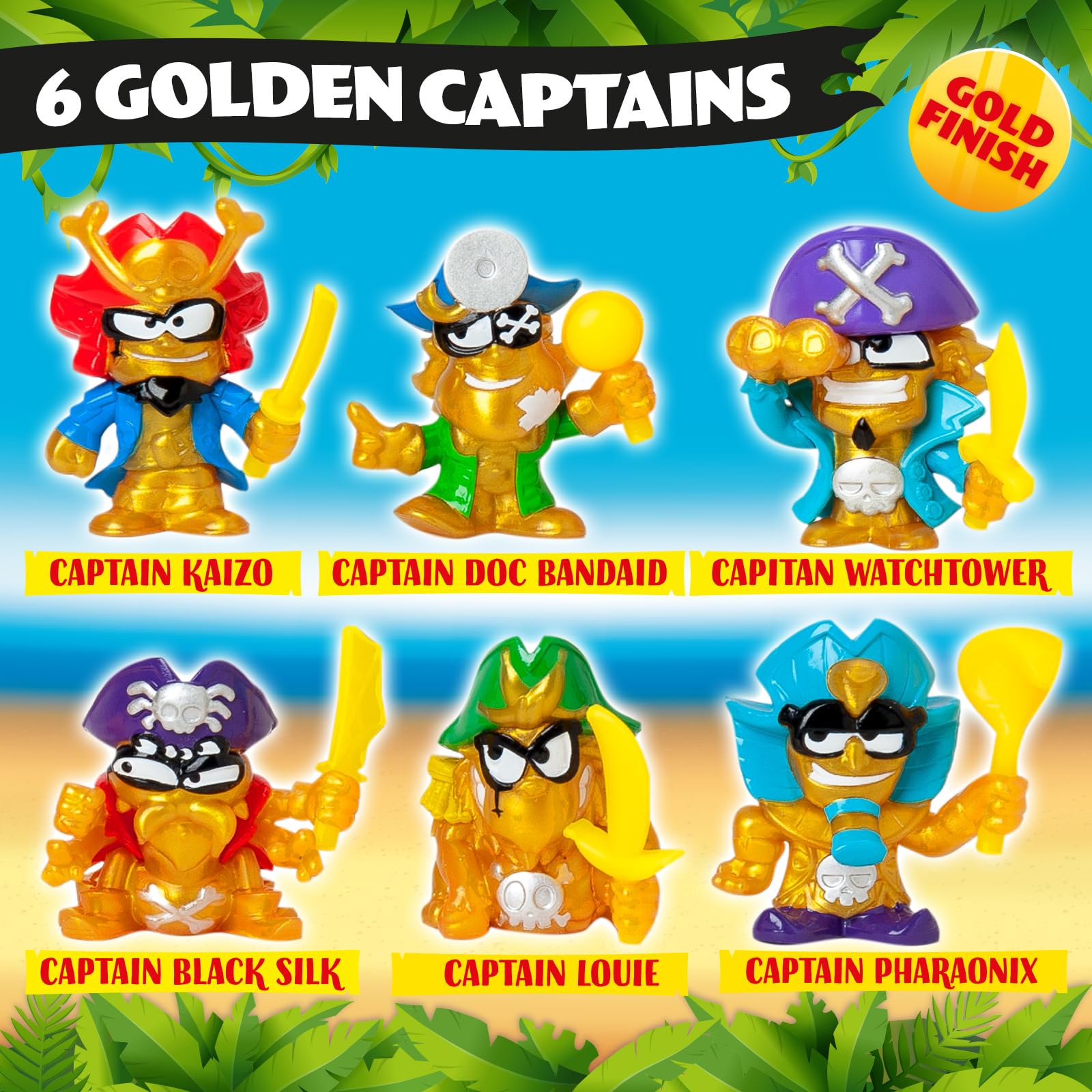 PIRATIX ADVENTURE WORLD Captain Pack Black Silk | 4 Figures, Neon Accessories, Cage & Cannon 6