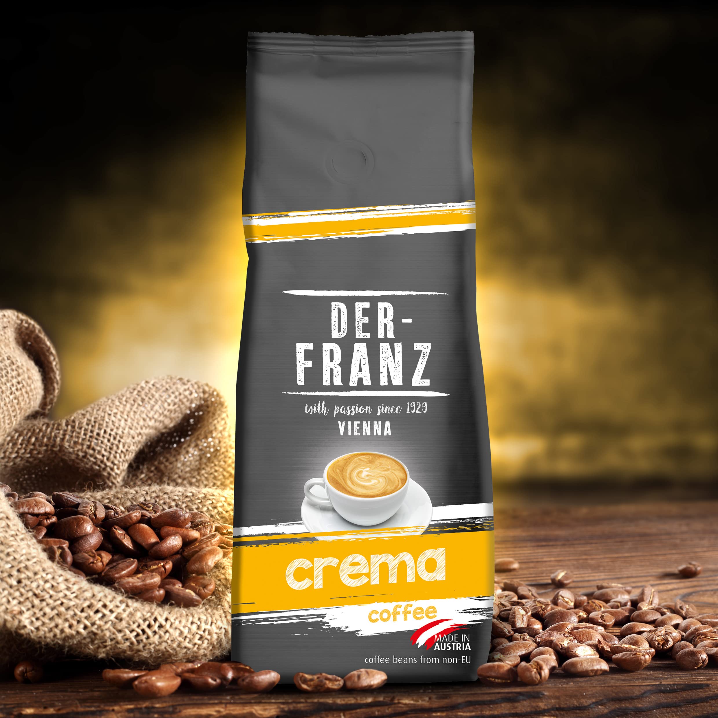 Der-Franz Crema Whole Coffee Beans - 100% Arabica | Intensity 4 | 3 x 500g Pack 4