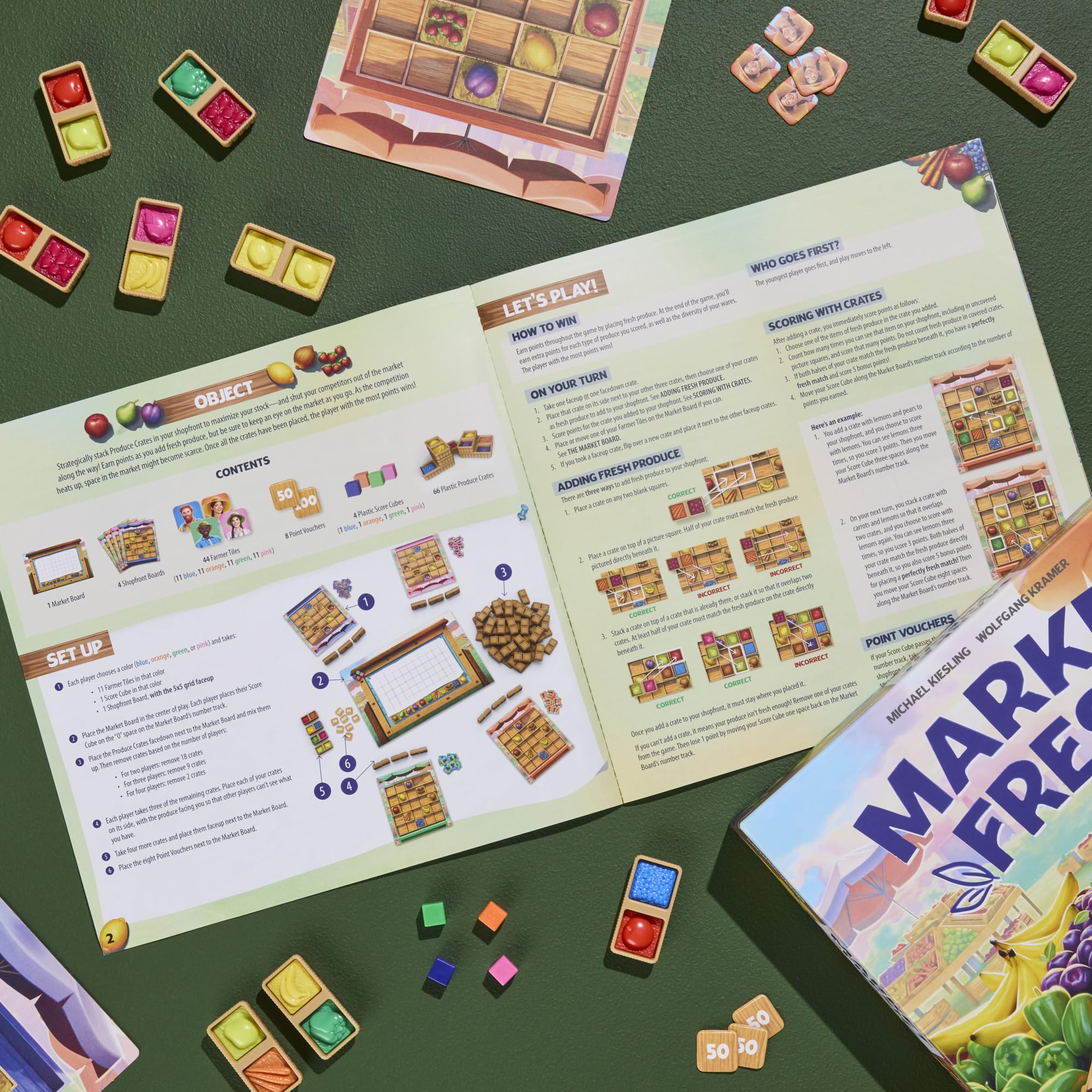 Avalon Hill Market Fresh Board Game - Tile Placement Strategy | 1-4 Players | Ages 8+