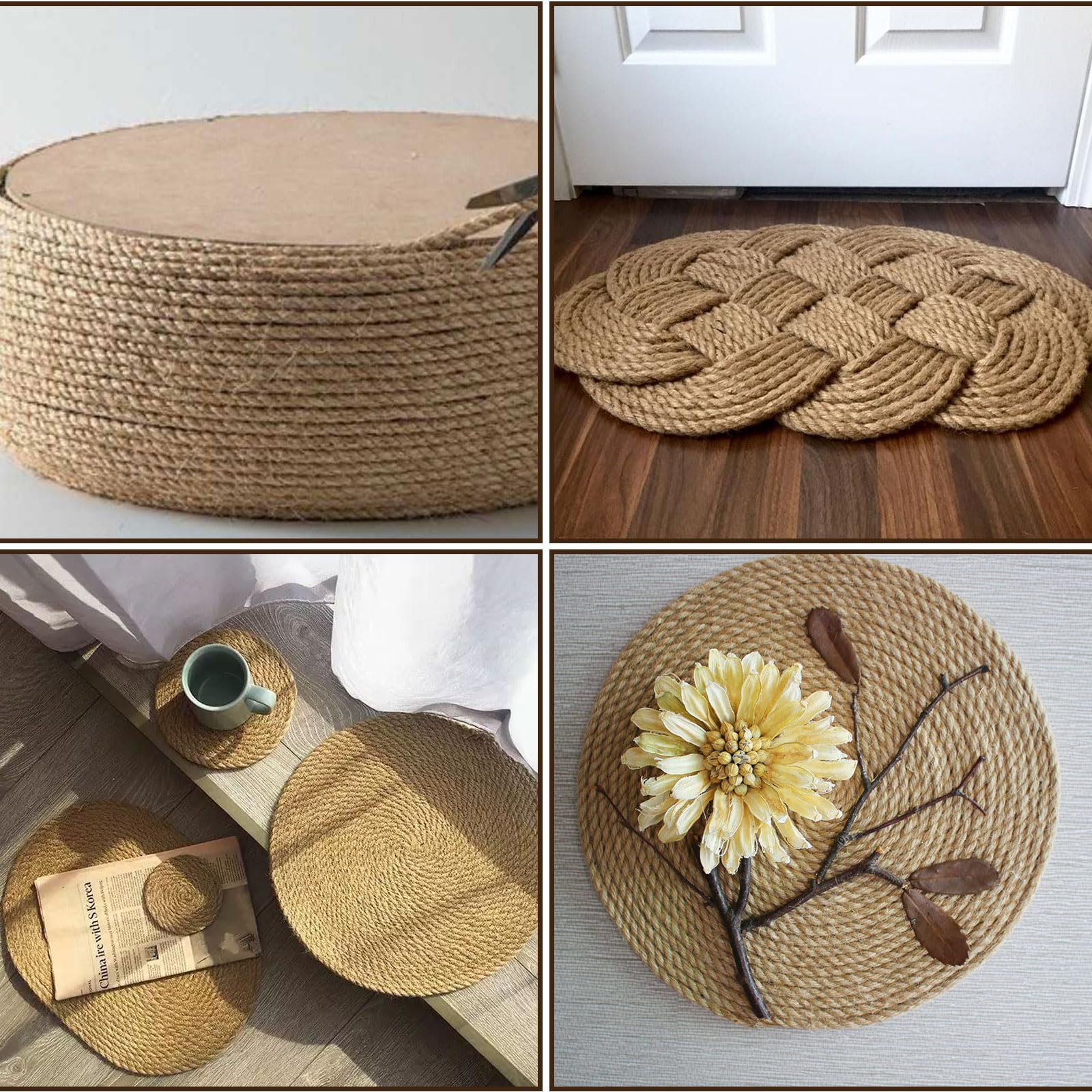 ASelected Natural Jute Rope - 50m x 6mm Durable Sisal Twine for Cat Scratcher Repair & DIY Projects 7