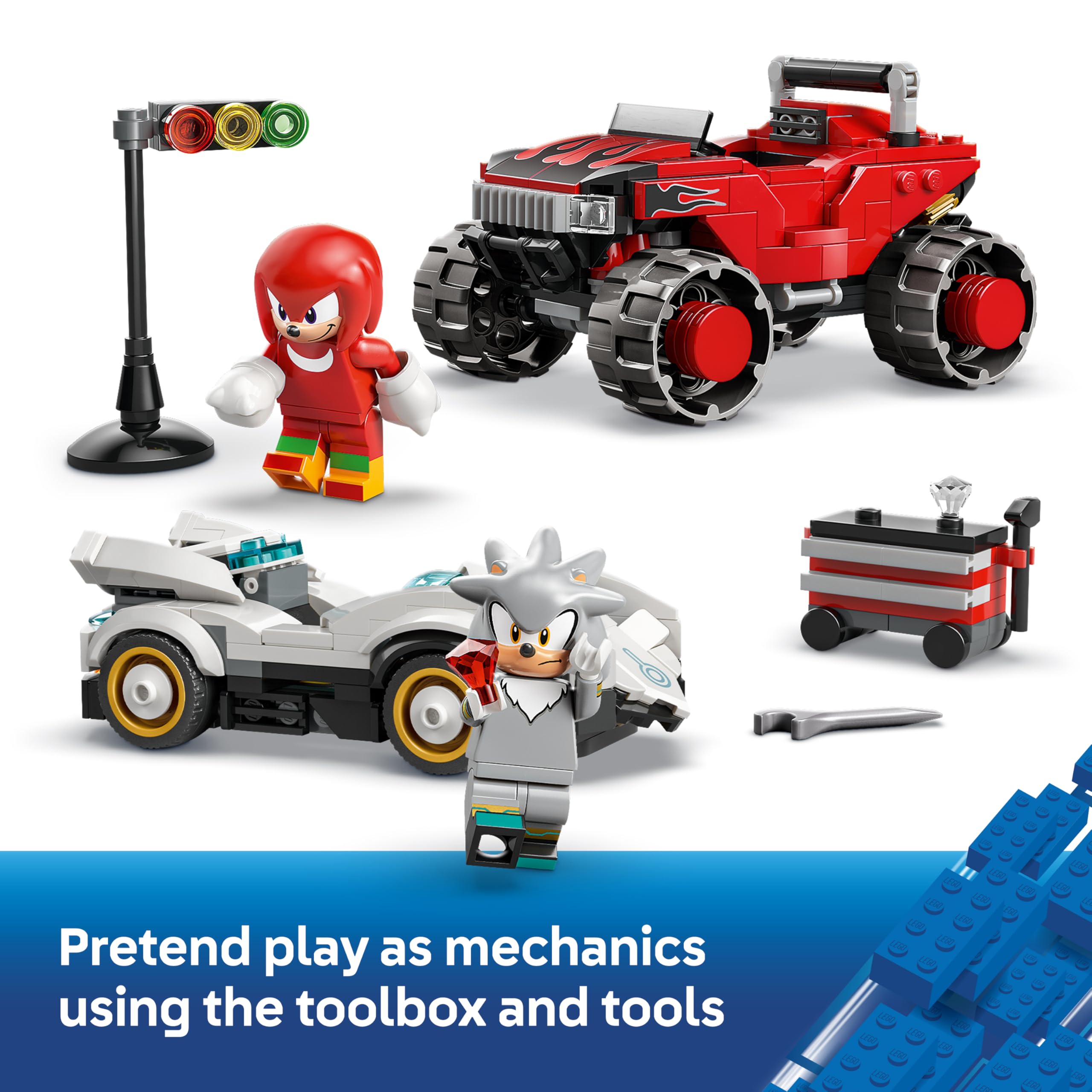LEGO Sonic the Hedgehog Silver's Car vs. Knuckles' Monster Truck Building Set 77118 for Ages 8+ 3