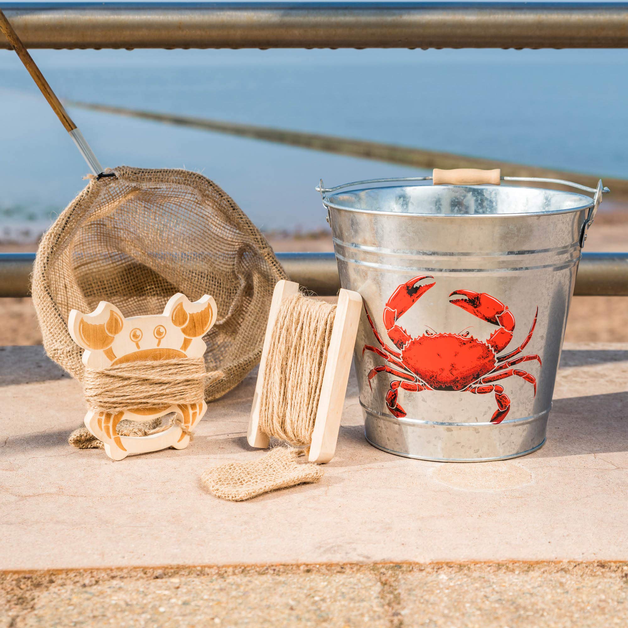 Yello Metal Crab Bucket - 6L Capacity | Galvanised Steel | Wooden Handle | BU1308 4