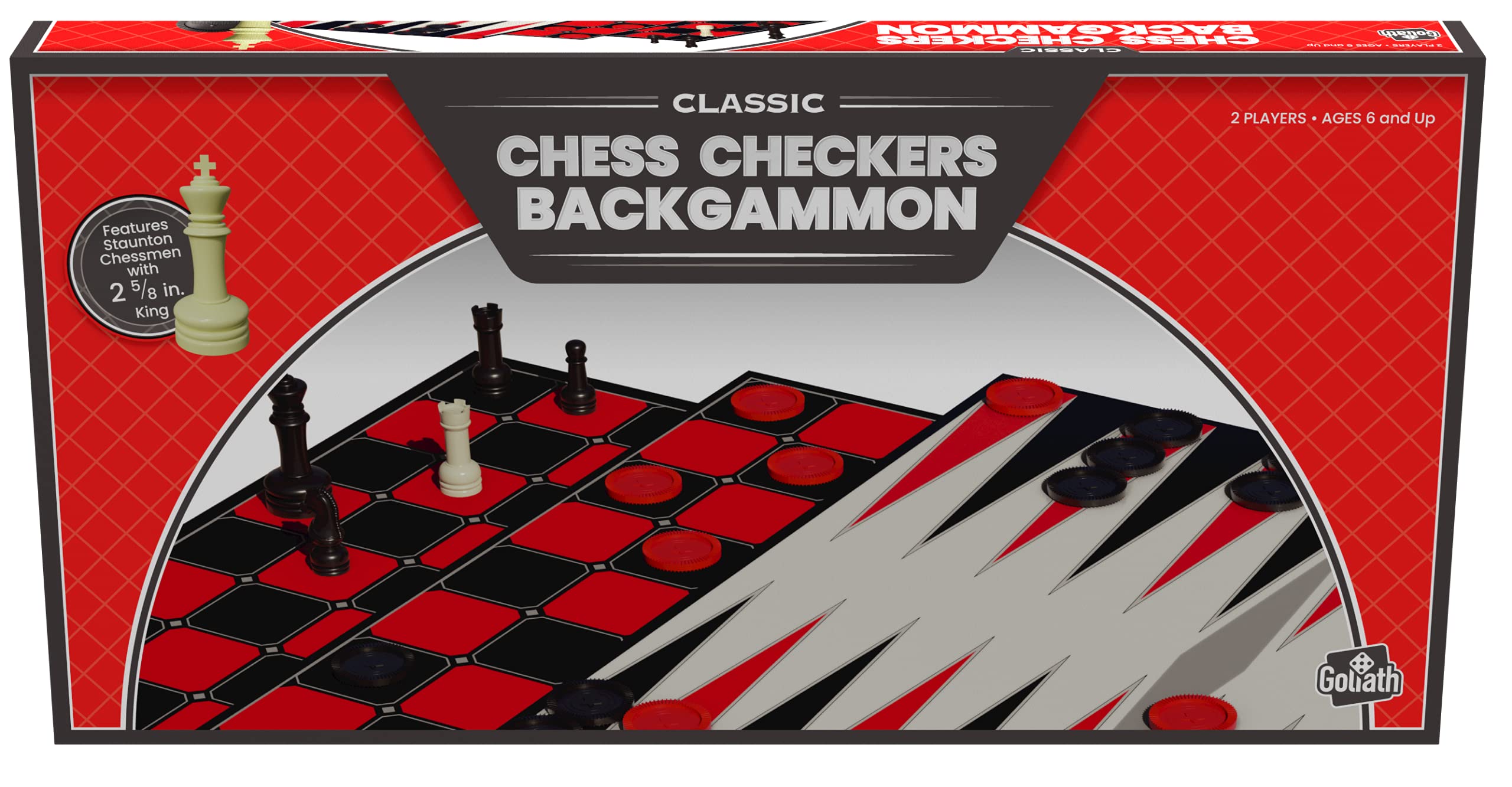 Goliath Classic Edition Chess, Checkers & Backgammon Triple Pack | 2 Players | Ages 96 Months - 1200 Months