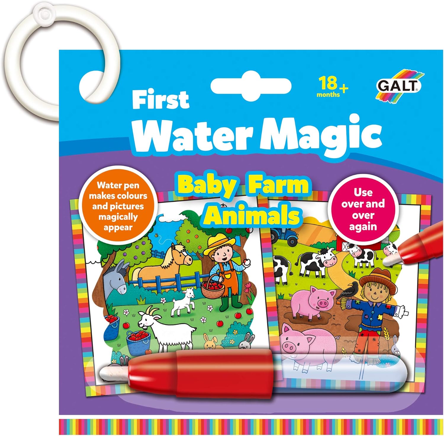 Galt Toys First Water Magic – Wiederverwendbares Wassermalbuch mit Baby-Bauernhoftieren für Kleinkinder ab 18 Monaten