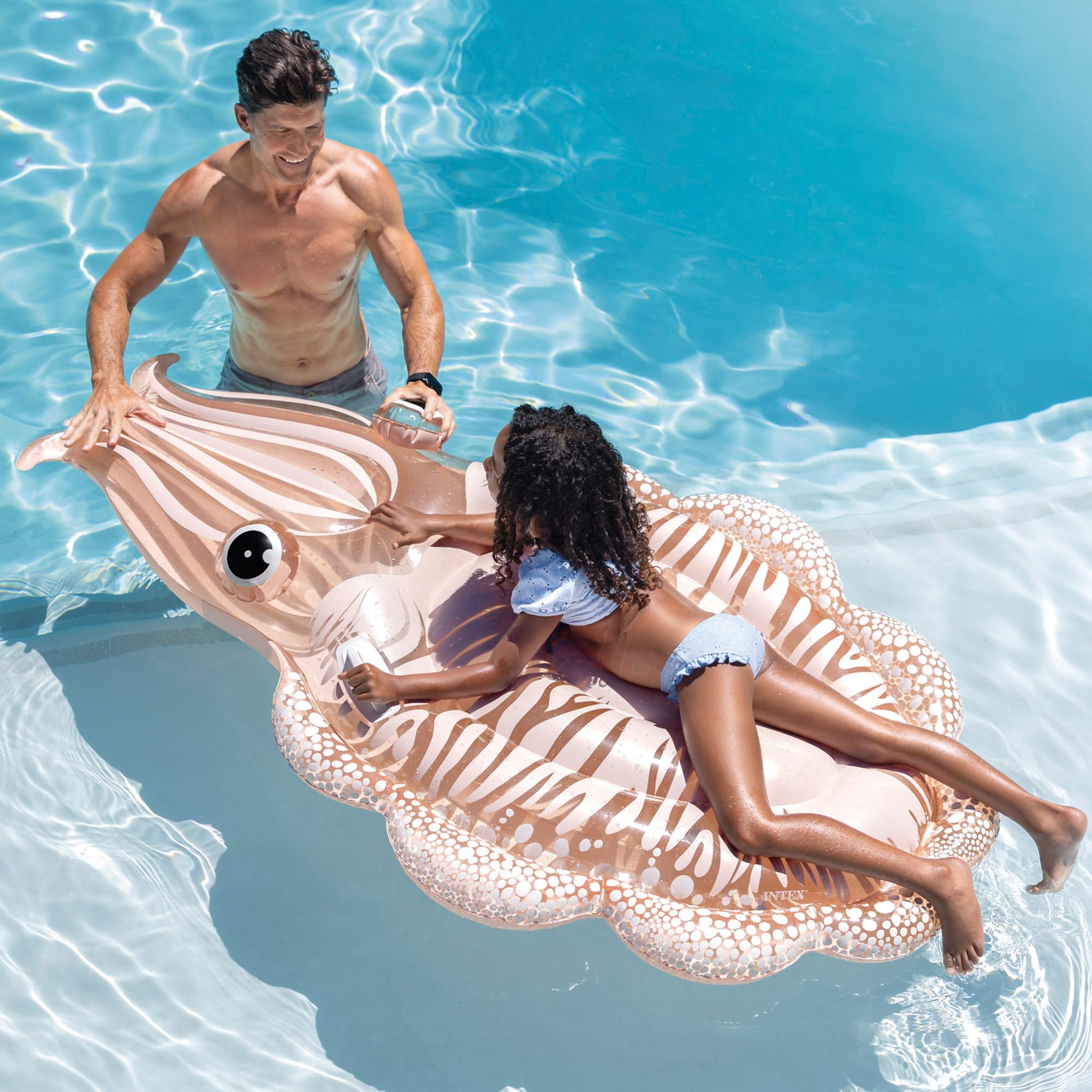Intex Cuttlefish Pool Raft - Adult Lounger | 191 x 117 x 30cm Inflated Size | 220 lb Capacity