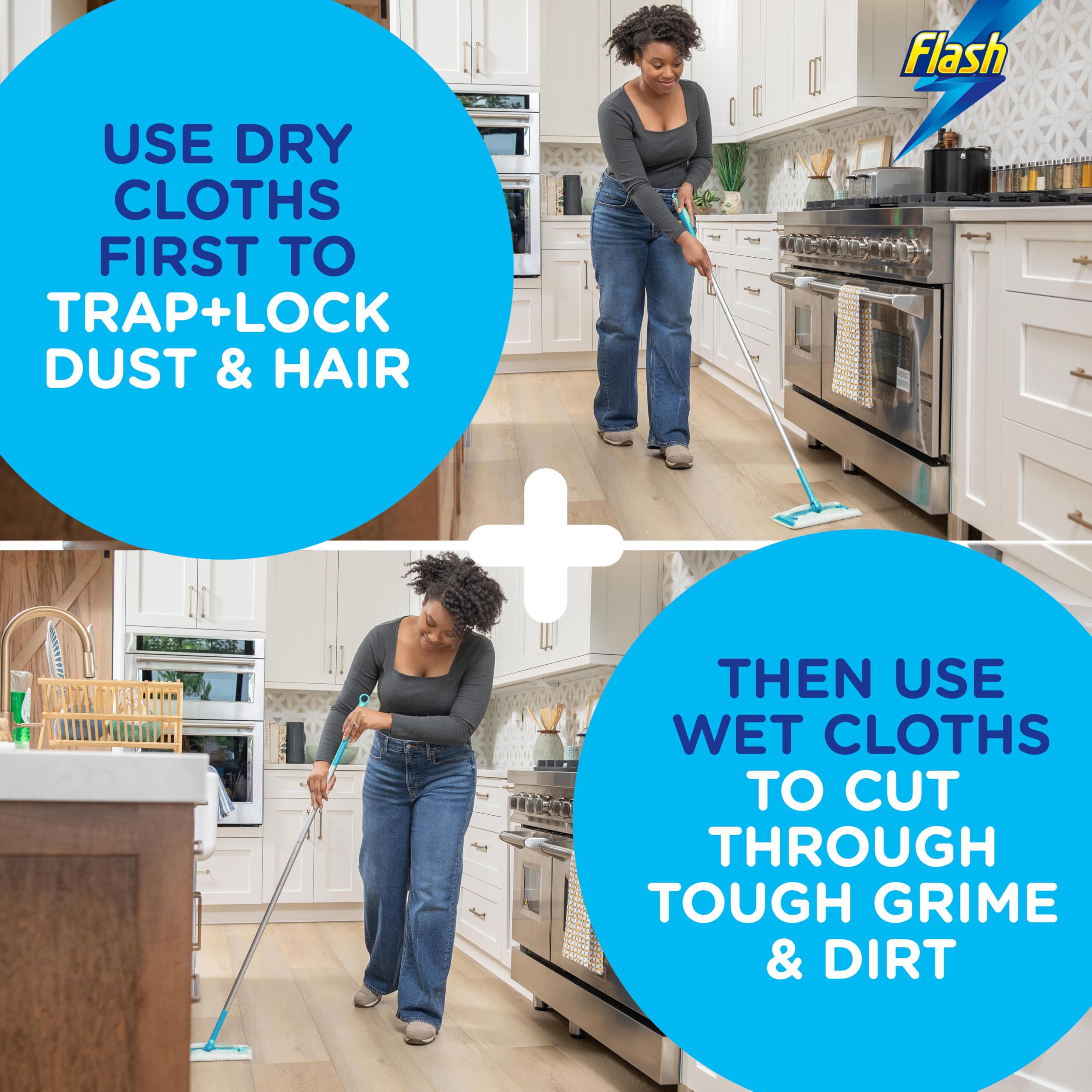 Flash Speedmop Floor Cleaner Starter Kit (1 Handle + 4 Wet & 4 Dry Refills) - Fast, Easy & Hygienic Cleaning for Hard Floors 3