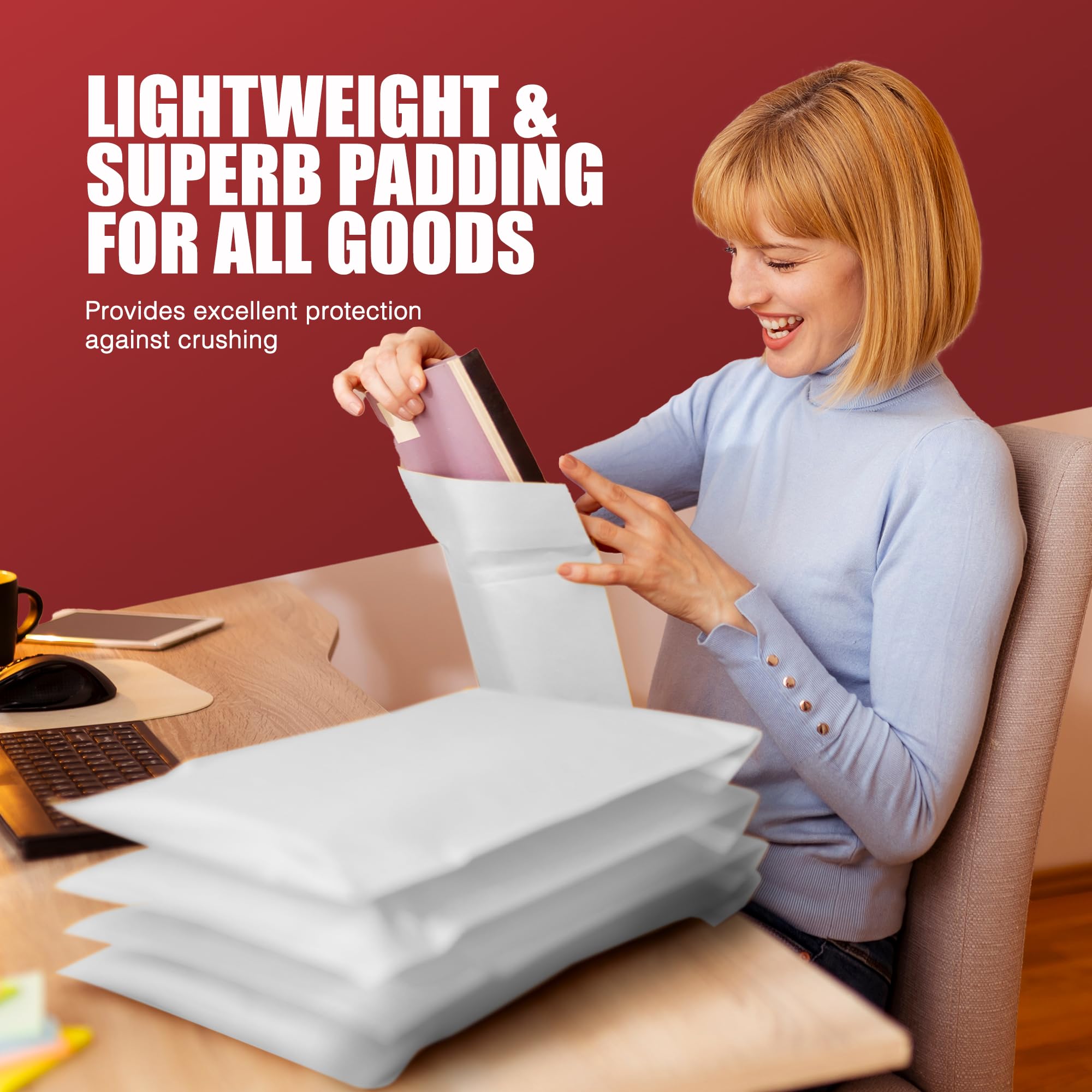 Merrimen Protective Padded Envelope Mailers - A5 Size, 10 Count White Plastic Mailers 4