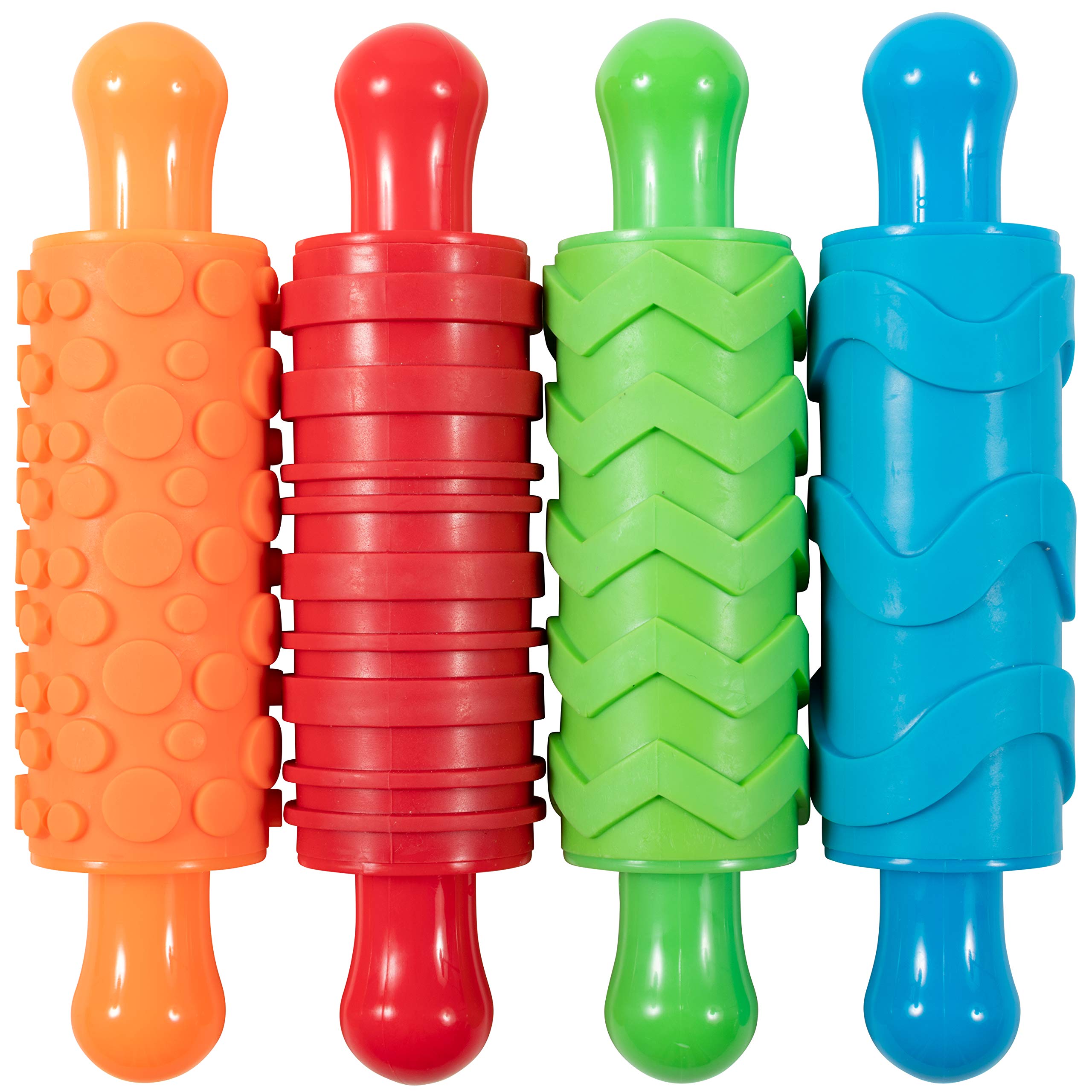 READY 2 LEARN Paint and Clay Texture Rollers - Set of 4 | Textured Dough Rolling Pins for Kids Ages 3+ 1