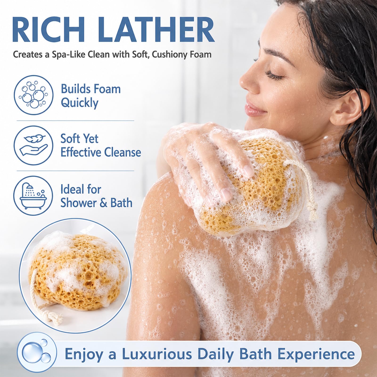 Admygo 4 Pcs Bath Sponge - Soft Honeycomb Exfoliating Body Sponge for Daily Cleansing 3
