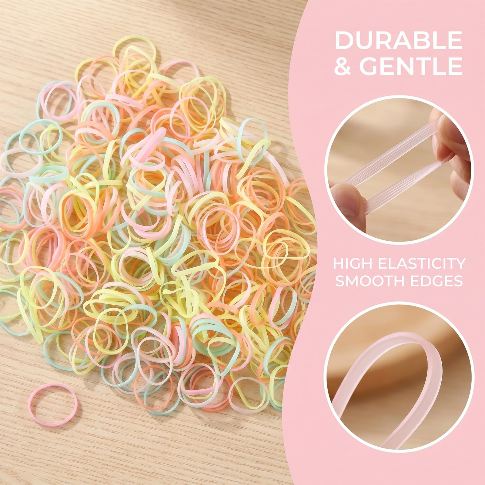 Muexoee Mini Elastic Hair Ties - 500 Pack Ice Cream Colours for All Hair Types 4