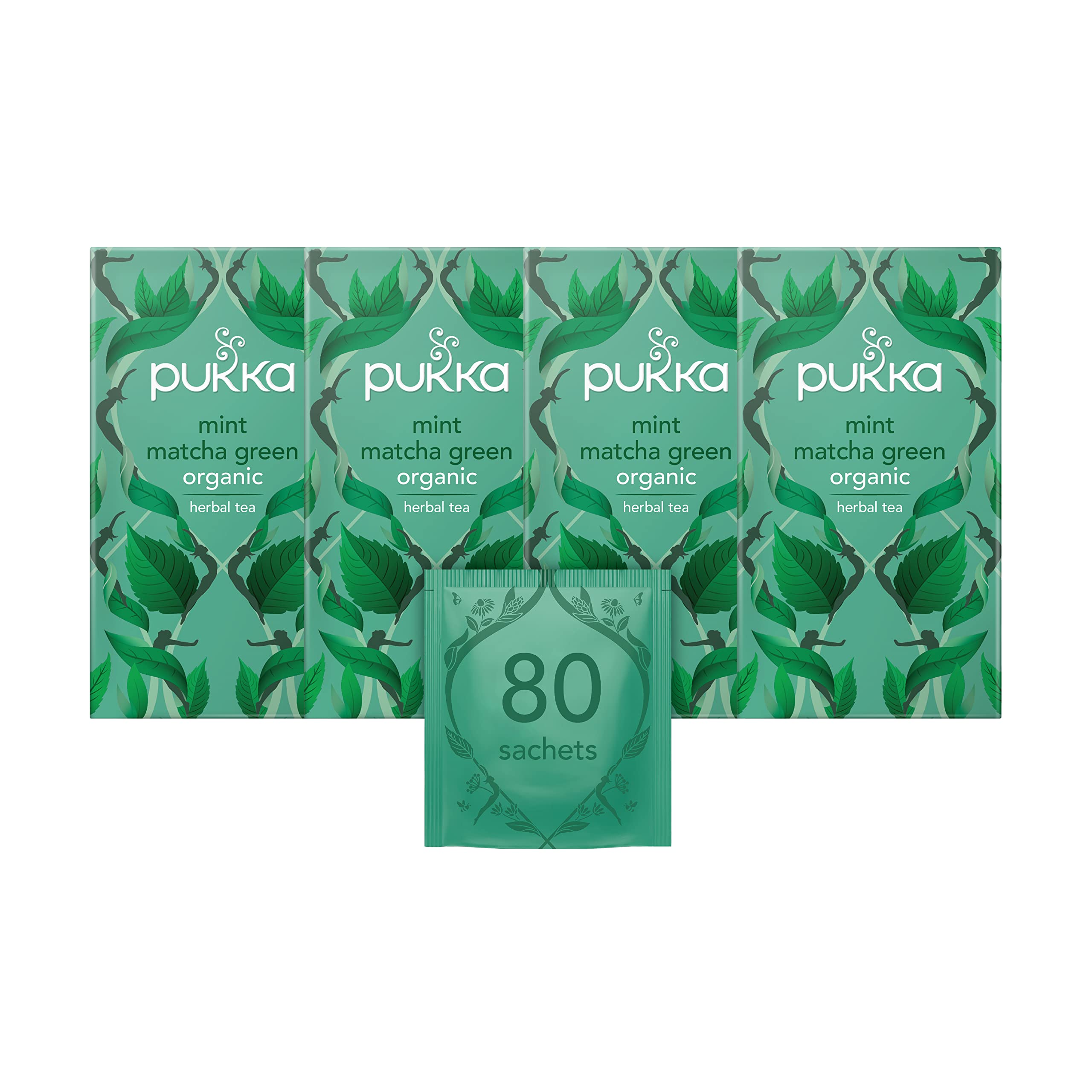 Pukka Herbs Mint Matcha Green Organic Herbal Tea - 80 Count (Pack of 4) Teabags 1