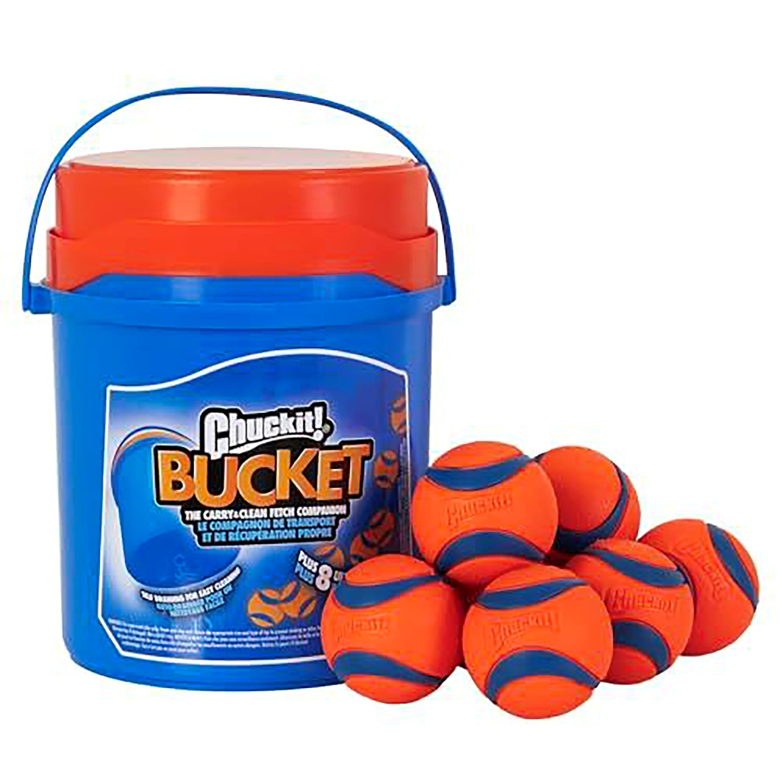 Chuckit! Ultra Ball Bucket - Durable High Bounce Rubber Dog Toy for Fetch | Pack of 8 Medium Balls 1
