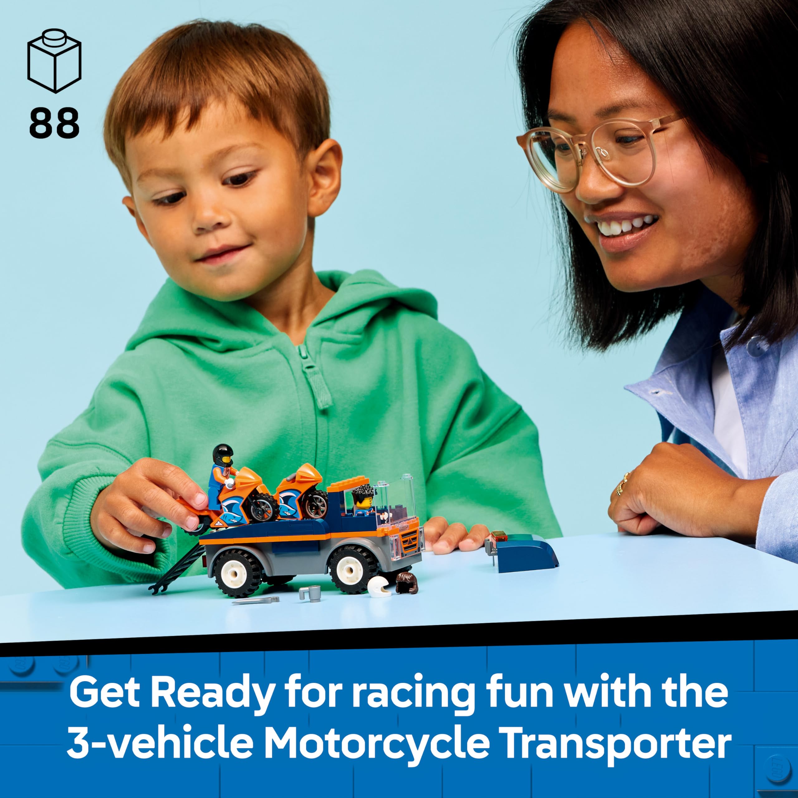 LEGO City Motorcycle Transporter Building Set 60491 for Ages 4+ | Includes Truck, 2 Motorcycles & 2 Minifigures 2