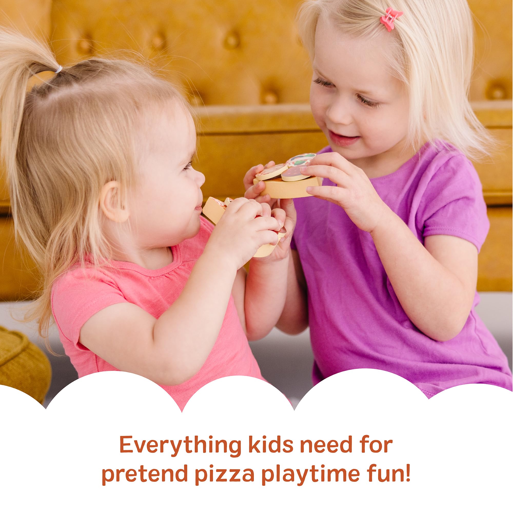 Melissa & Doug Wooden Pizza Set - Sliceable Play Food with 50+ Toppings | Ages 3+ 7