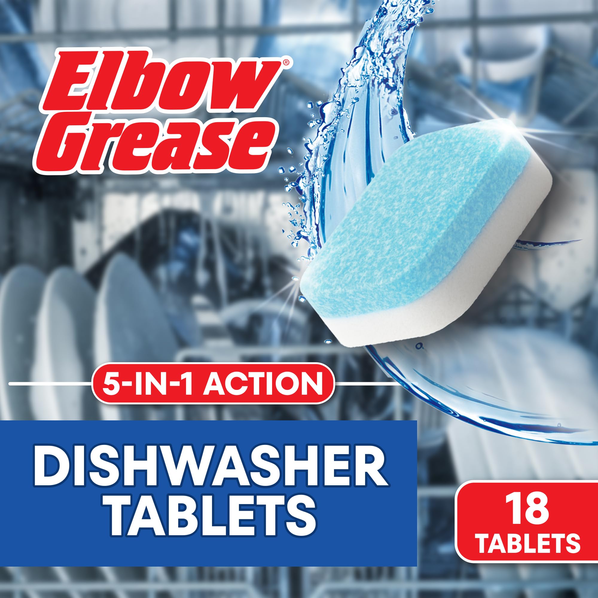 Elbow Grease 5-in-1 Dishwasher Tablets with Lemon Scent | 18 Count | 360g 2