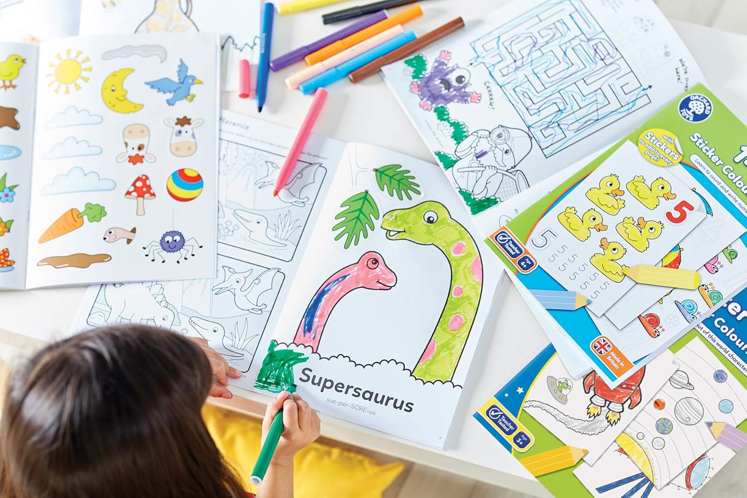 Orchard Toys Dinosaur Sticker Colouring Book - Educational Colouring Book with 34 Stickers 2