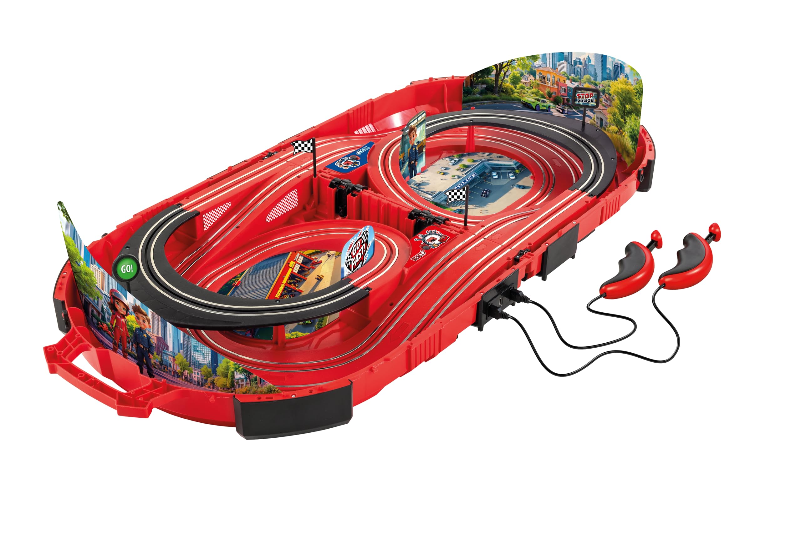 Carrera Speed Arena Race Case: Police Chase Set | 2.77 Metres Track | Includes Green Racer & Police Car 4