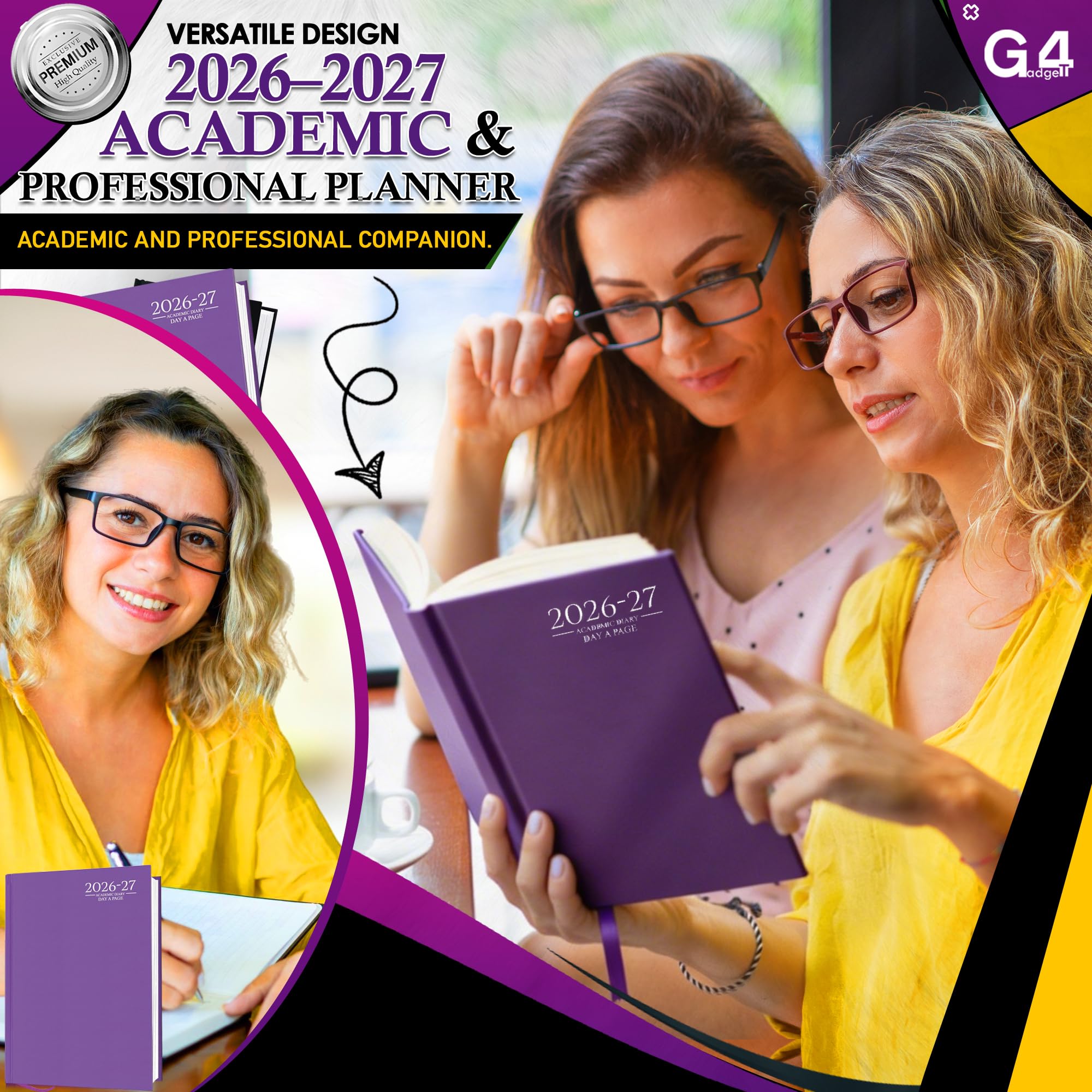 G4GADGET 2026-2027 Academic Diary - A5 Day A Page, Purple Hardback 4